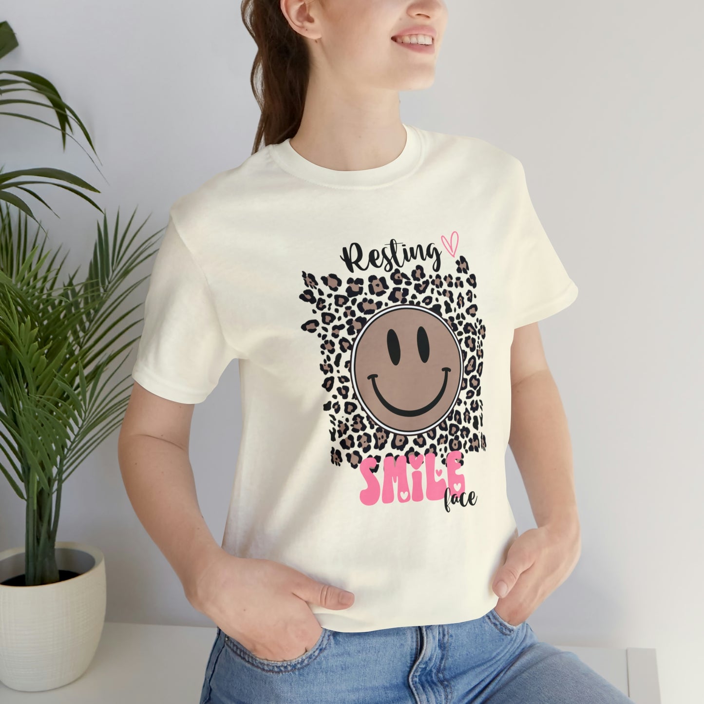 Resting Smile Face Print Jersey Short Sleeve Tee