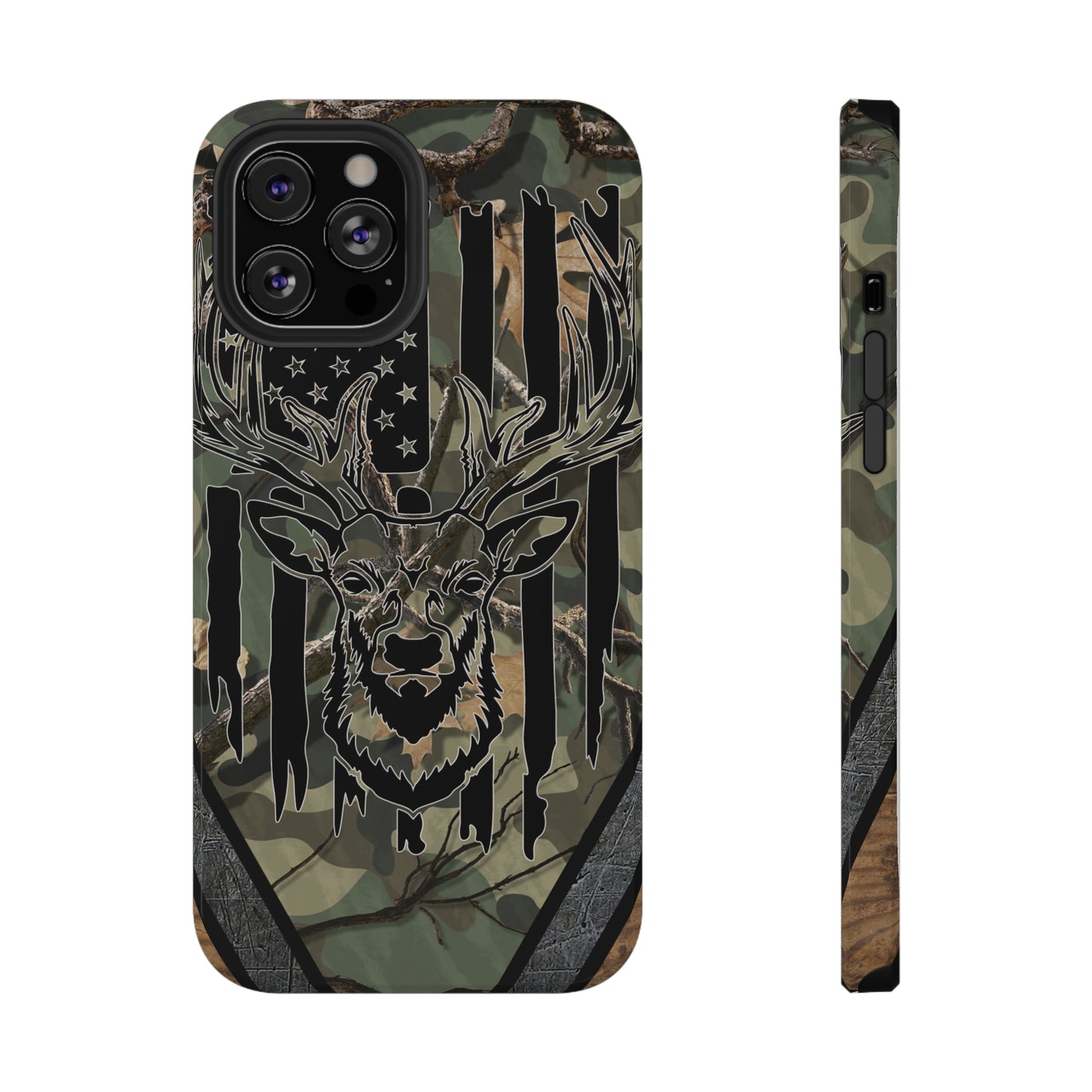 American Flag Deer Print Impact-Resistant Cases