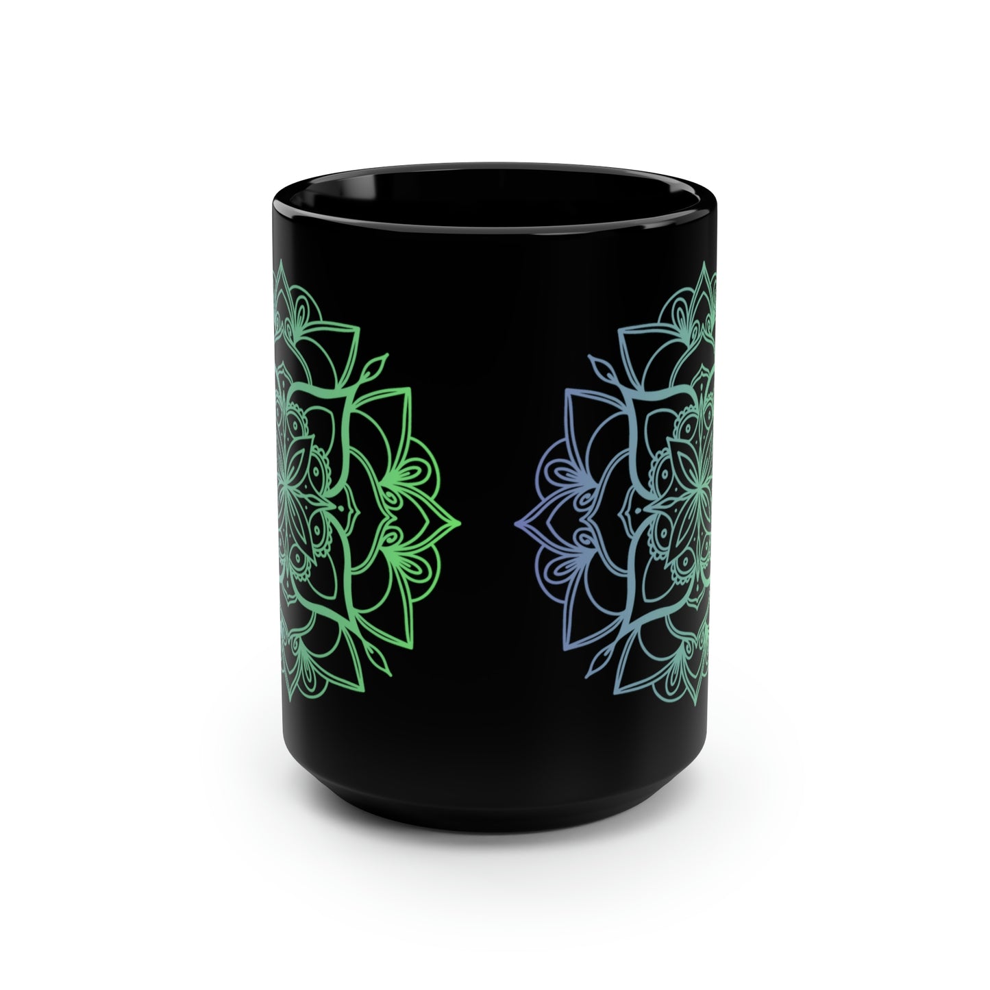 Blue/Black Geometric Black Mug, 15oz