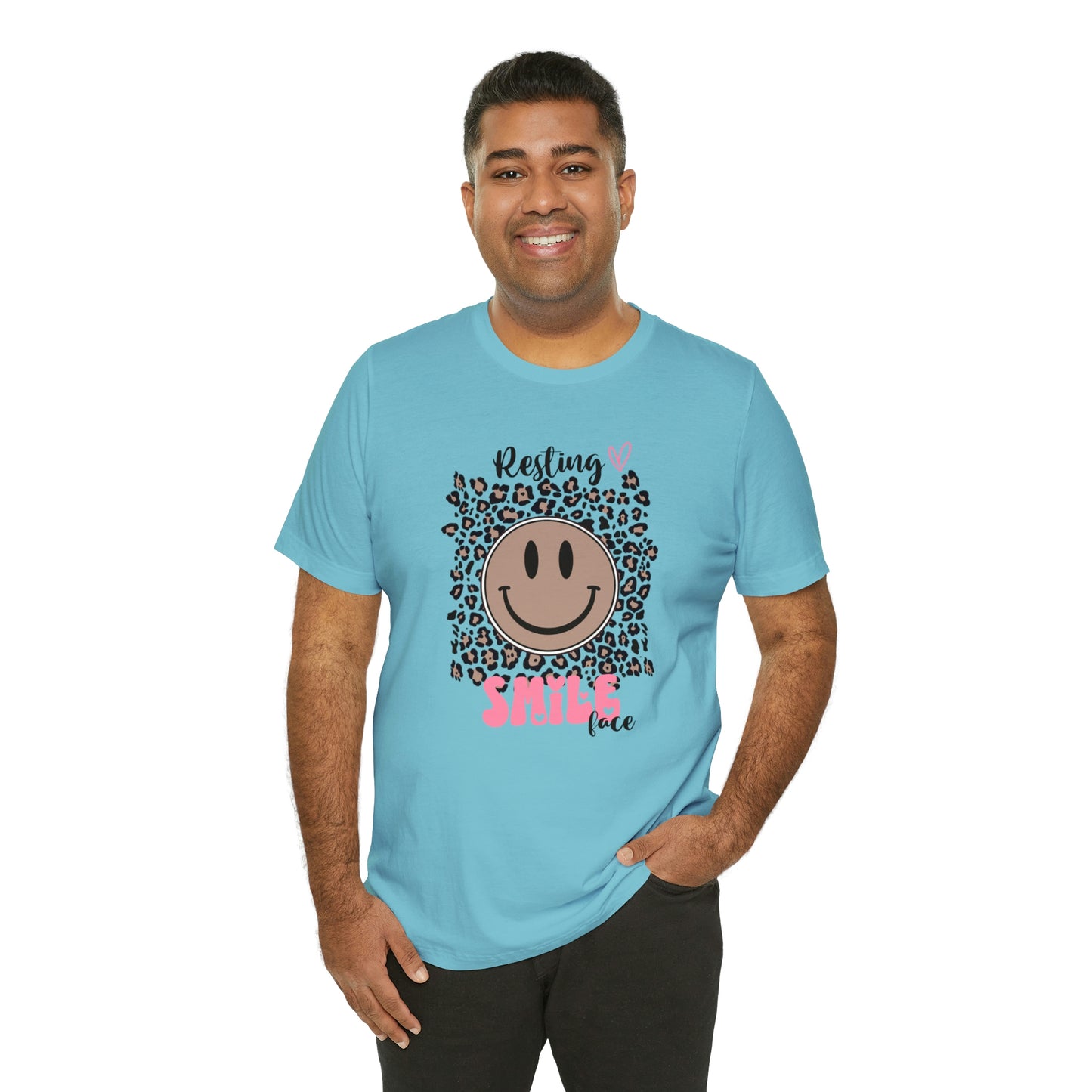 Resting Smile Face Print Jersey Short Sleeve Tee