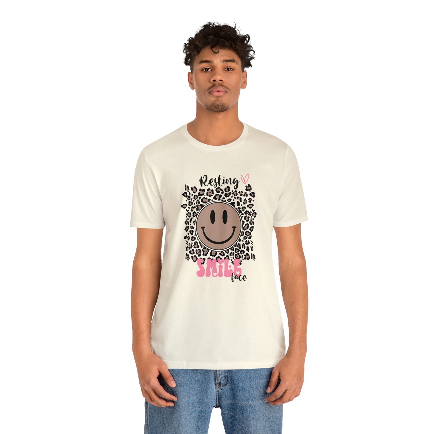 Resting Smile Face Print Jersey Short Sleeve Tee
