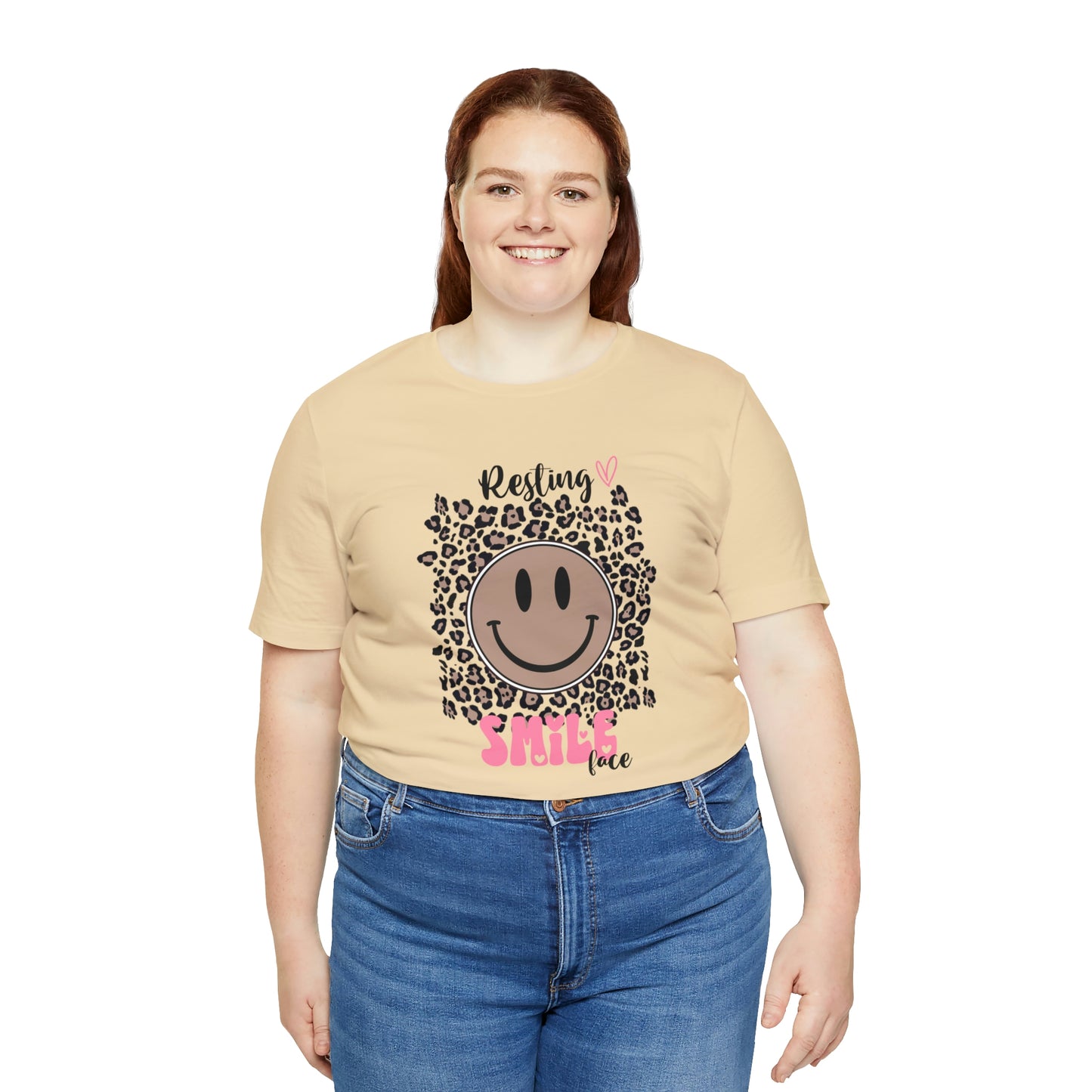 Resting Smile Face Print Jersey Short Sleeve Tee