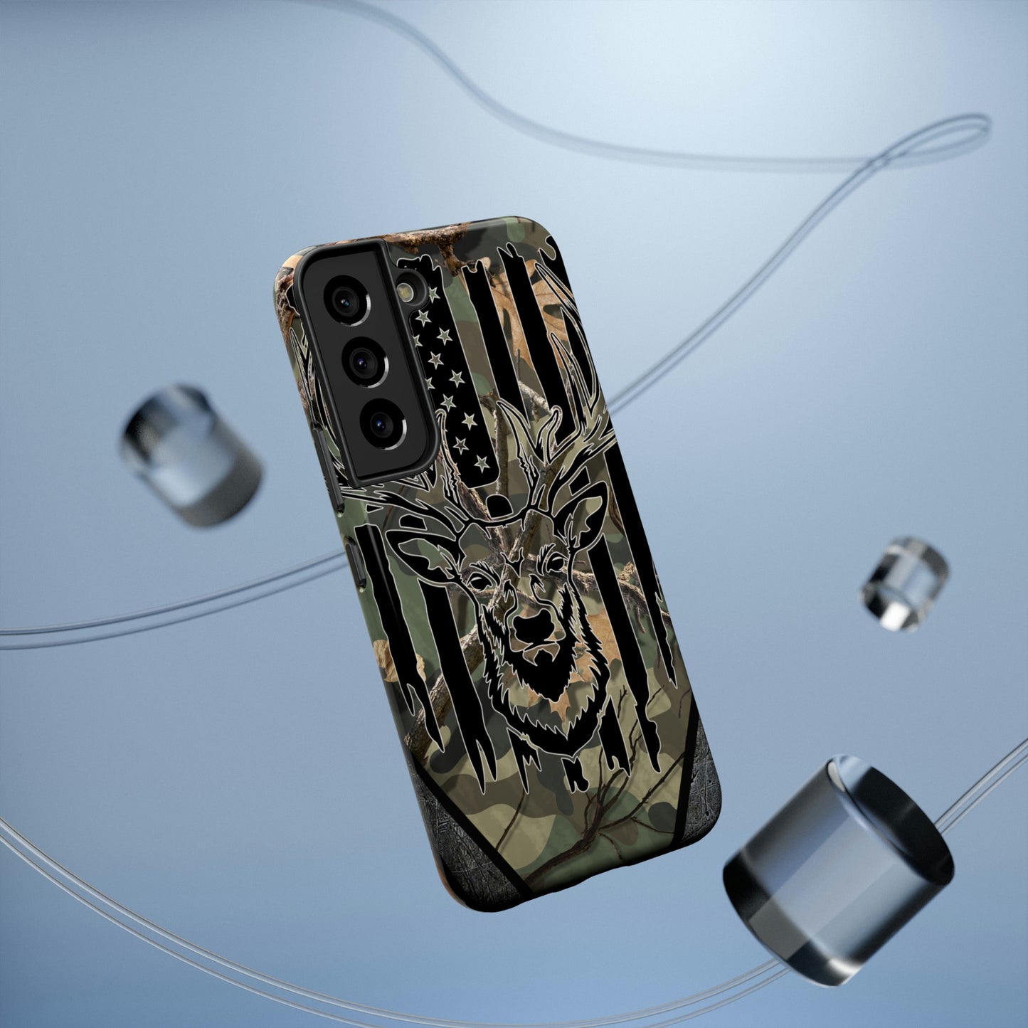 American Flag Deer Print Impact-Resistant Cases