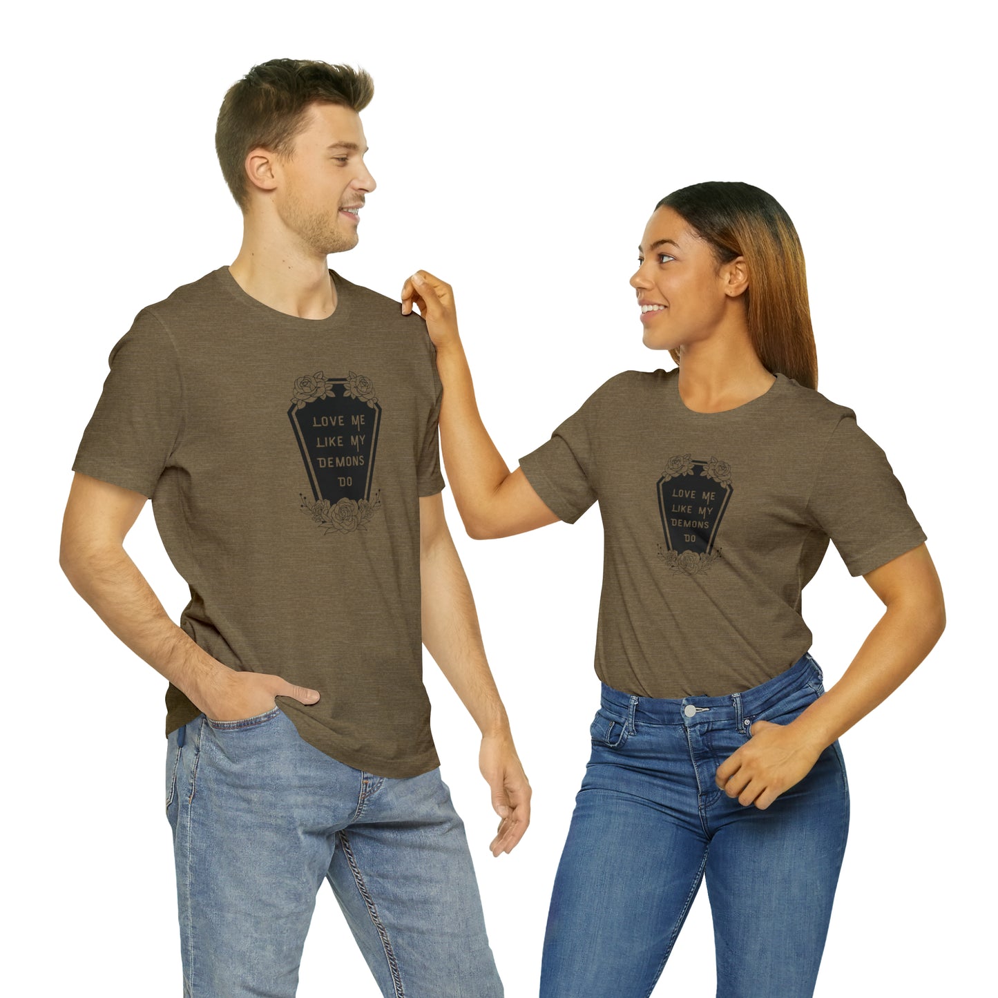 Love Me Like My Demons Do Print Jersey Short Sleeve Tee