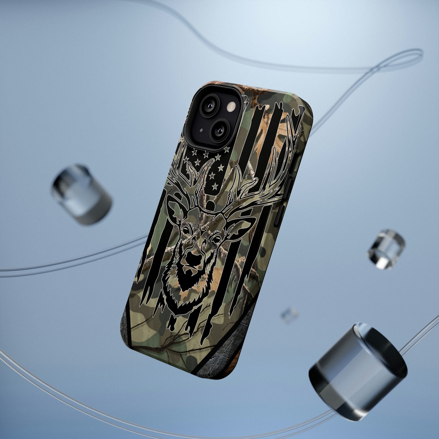 American Flag Deer Print Impact-Resistant Cases