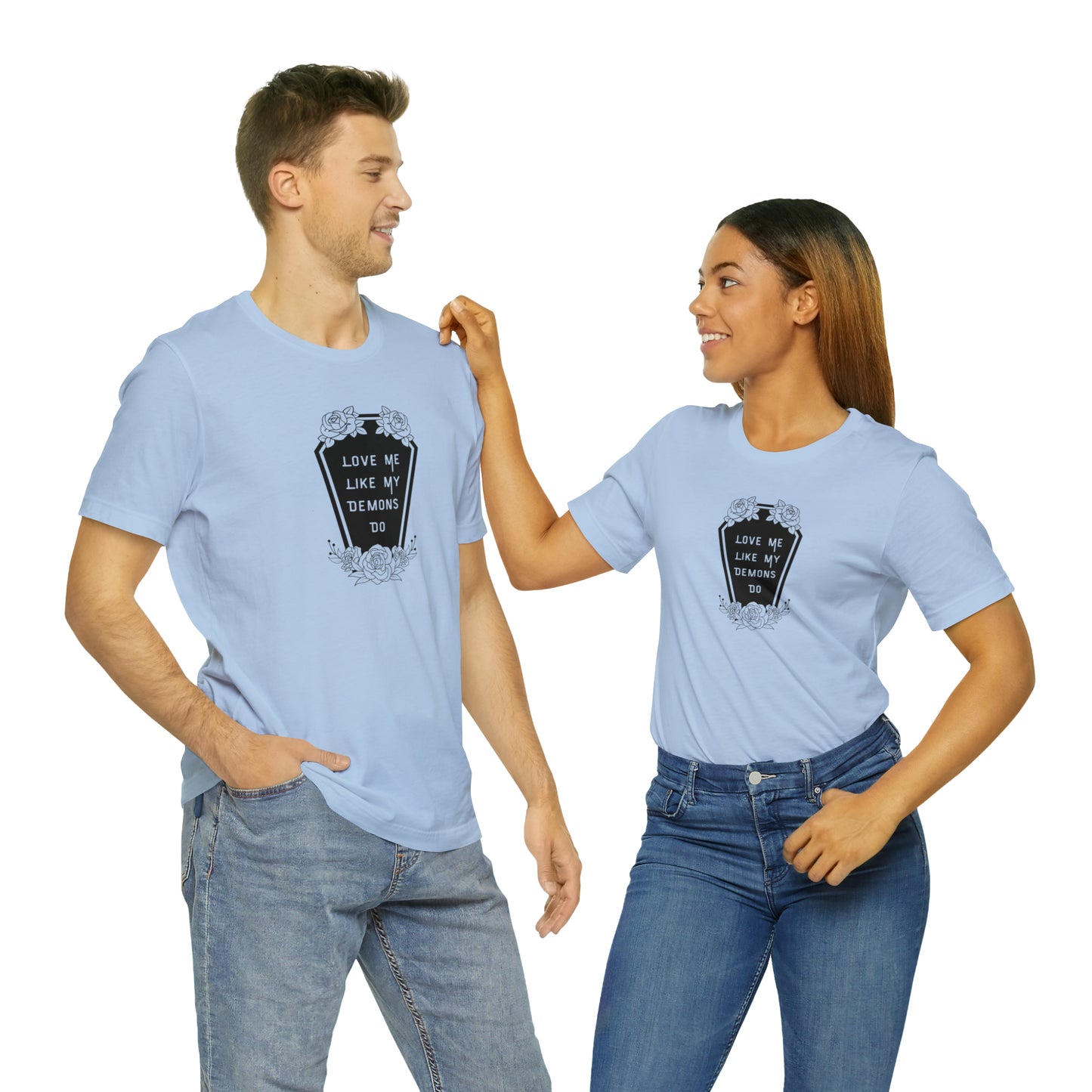 Love Me Like My Demons Do Print Jersey Short Sleeve Tee