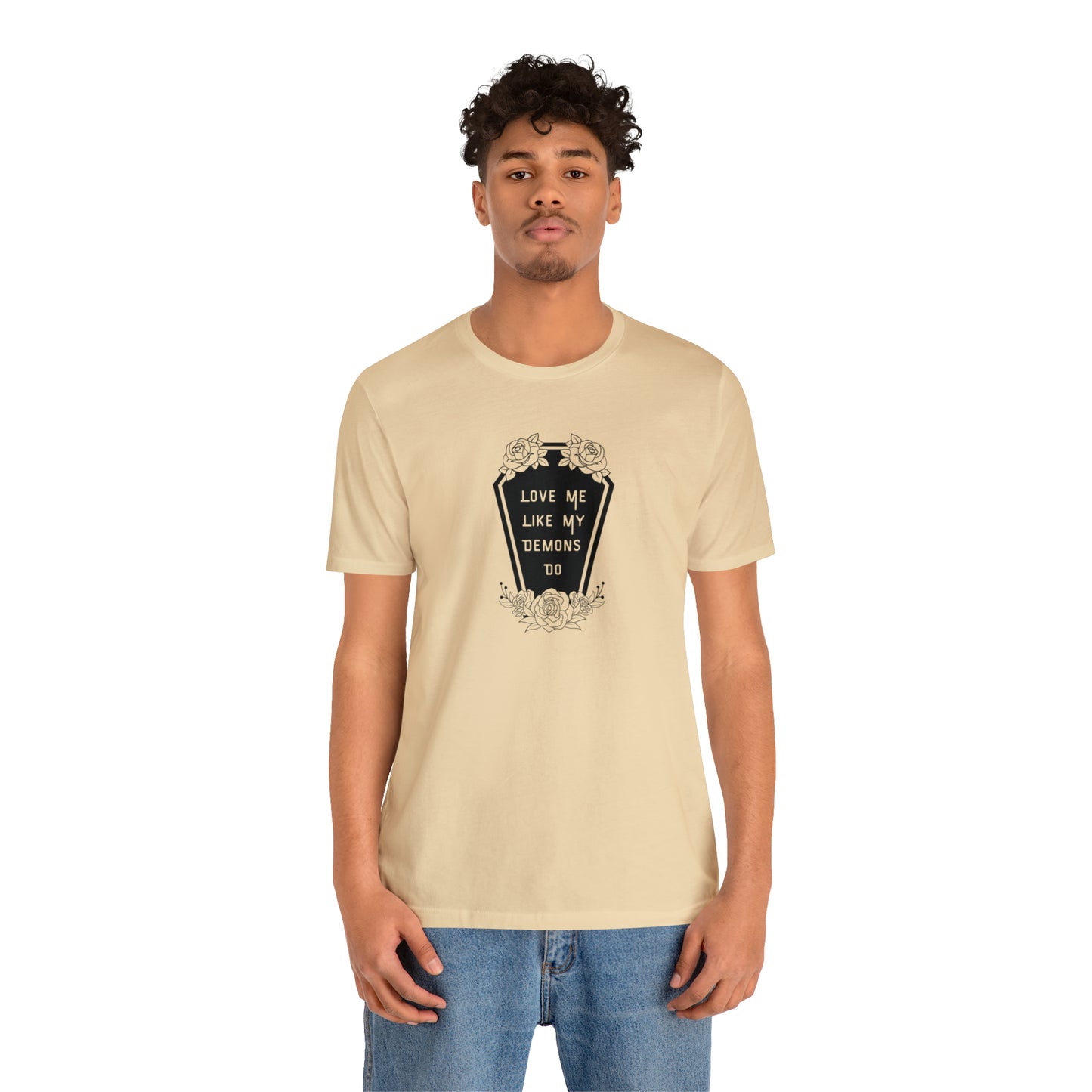 Love Me Like My Demons Do Print Jersey Short Sleeve Tee