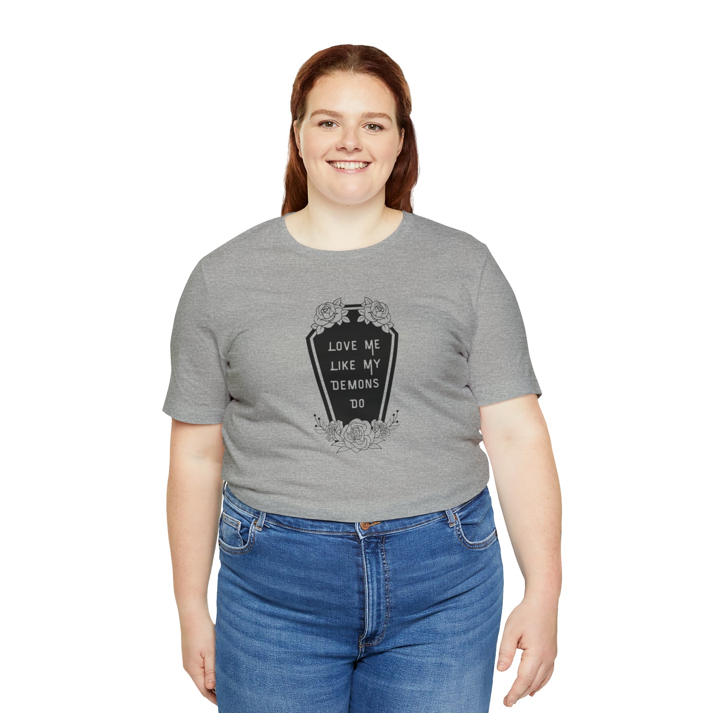Love Me Like My Demons Do Print Jersey Short Sleeve Tee