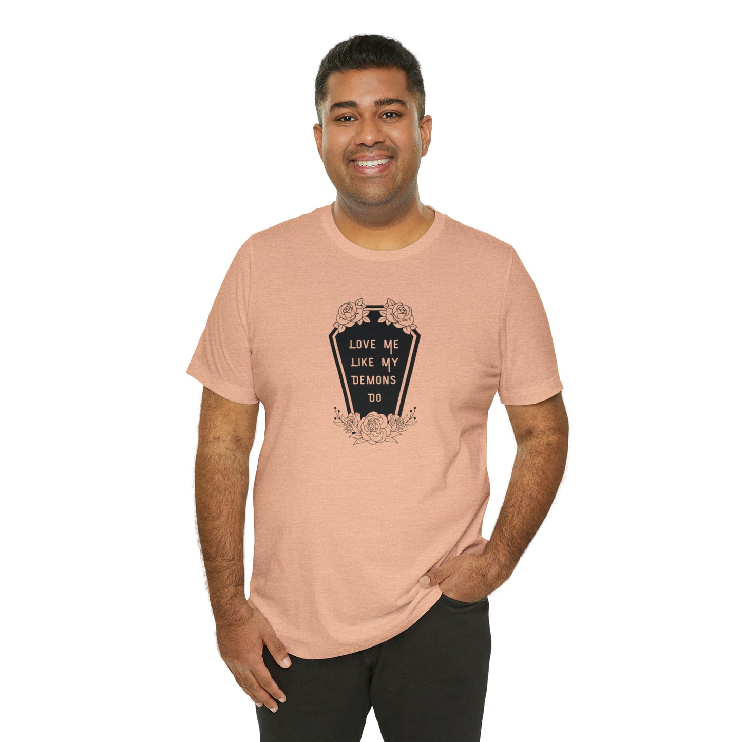Love Me Like My Demons Do Print Jersey Short Sleeve Tee