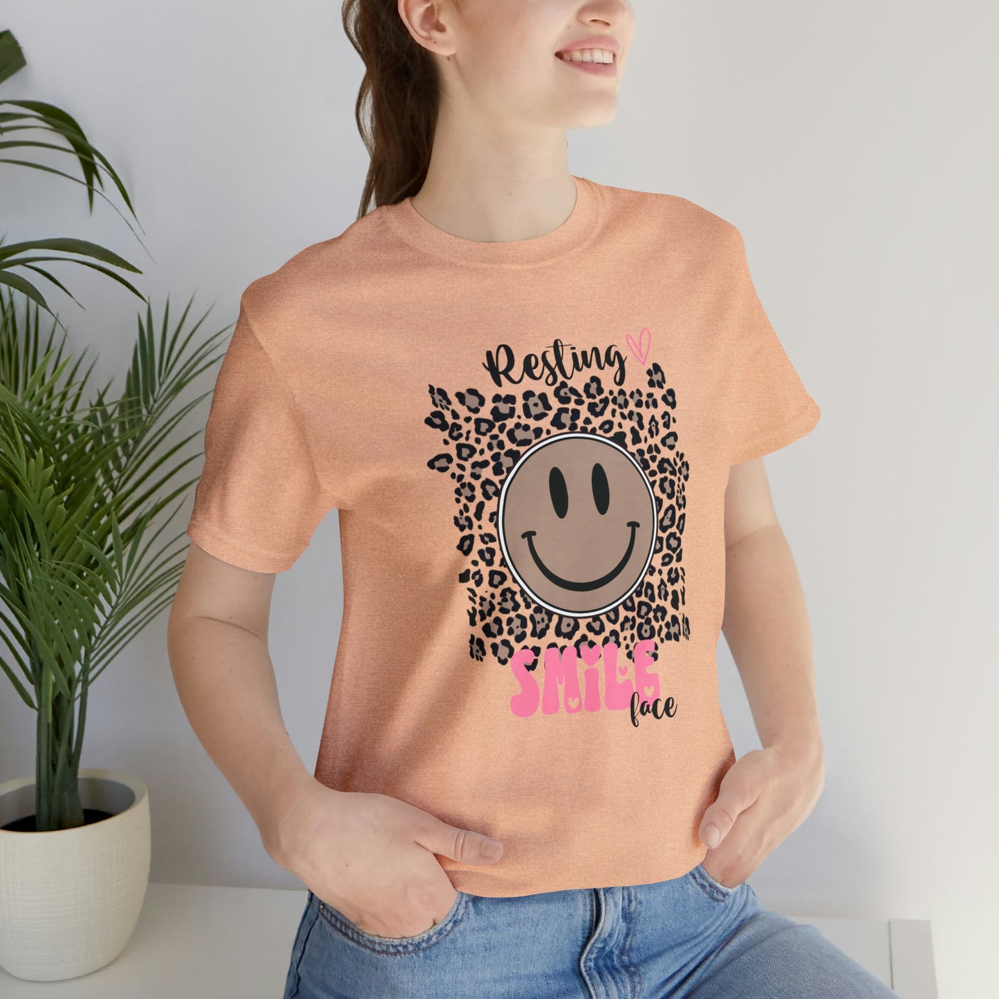 Resting Smile Face Print Jersey Short Sleeve Tee