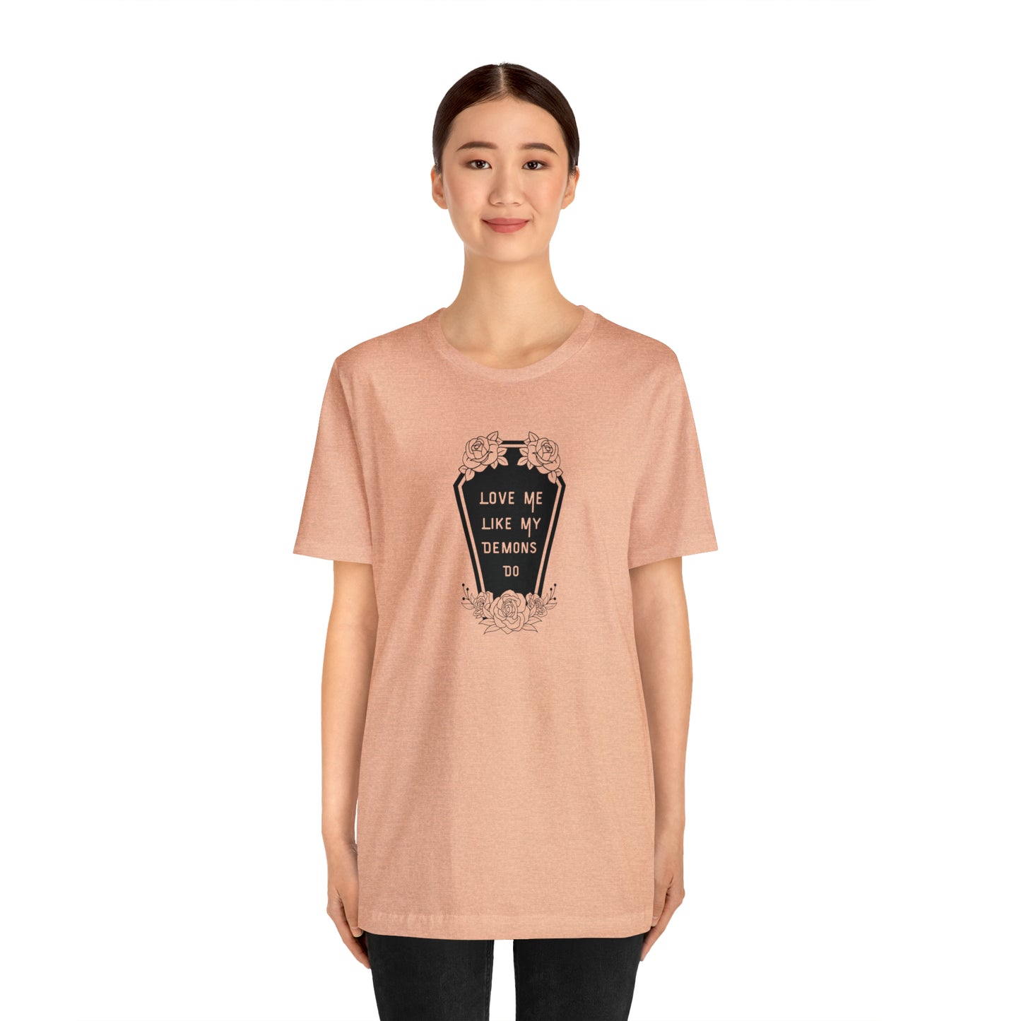 Love Me Like My Demons Do Print Jersey Short Sleeve Tee