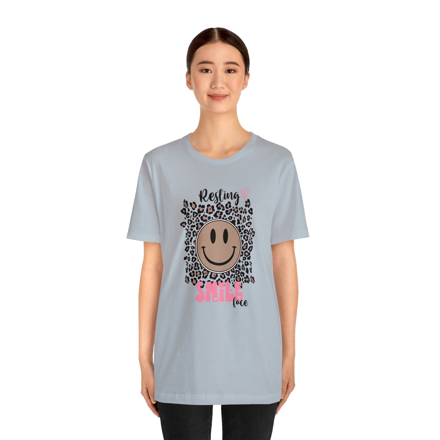 Resting Smile Face Print Jersey Short Sleeve Tee
