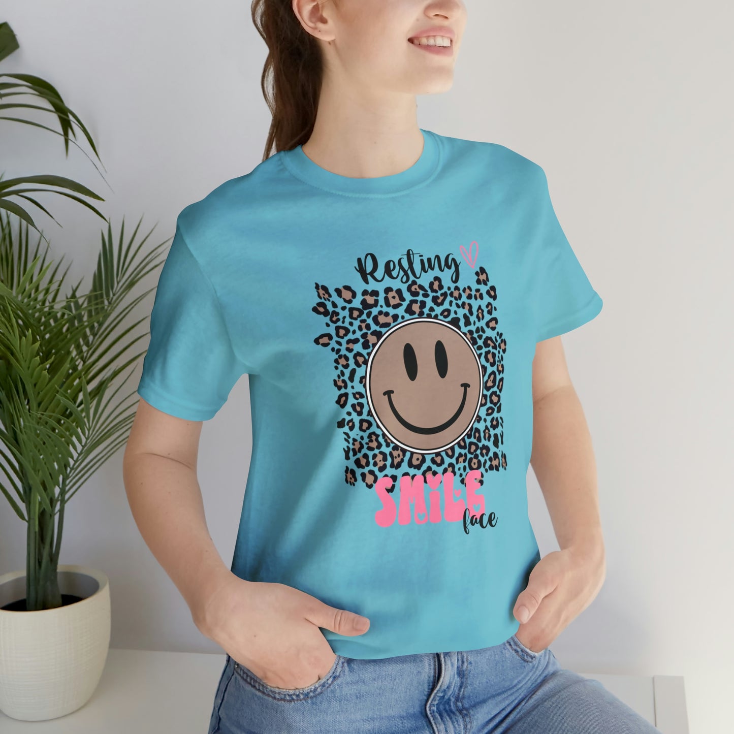 Resting Smile Face Print Jersey Short Sleeve Tee