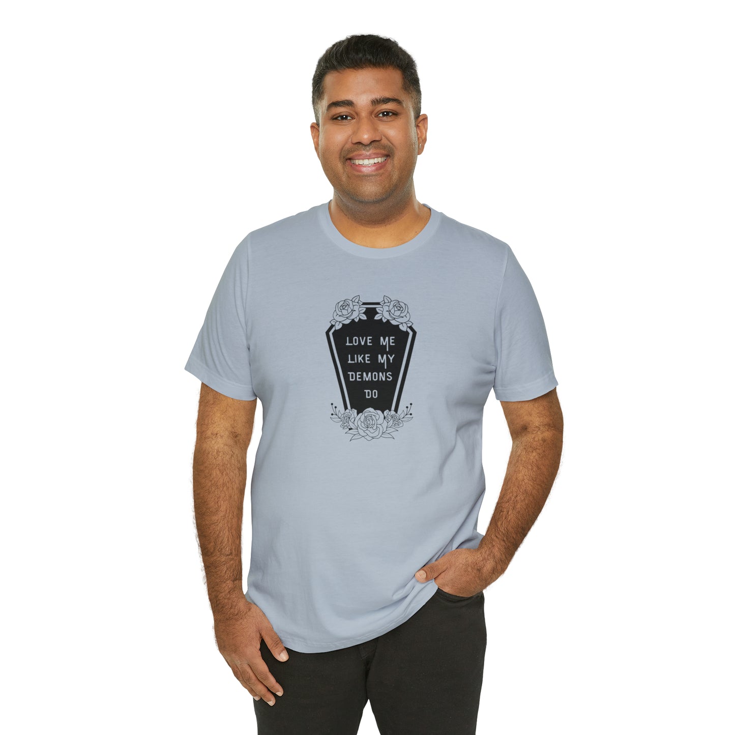 Love Me Like My Demons Do Print Jersey Short Sleeve Tee