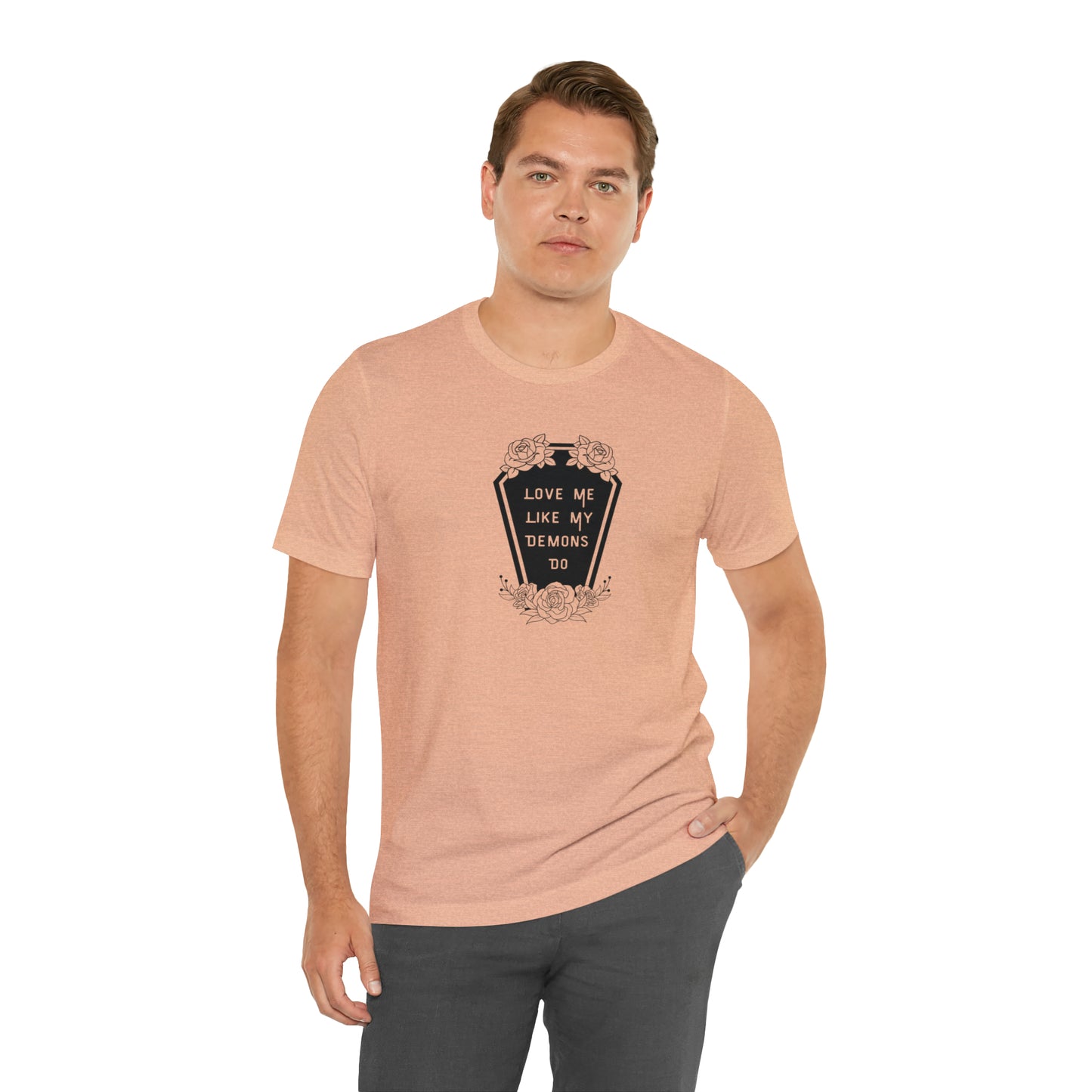 Love Me Like My Demons Do Print Jersey Short Sleeve Tee