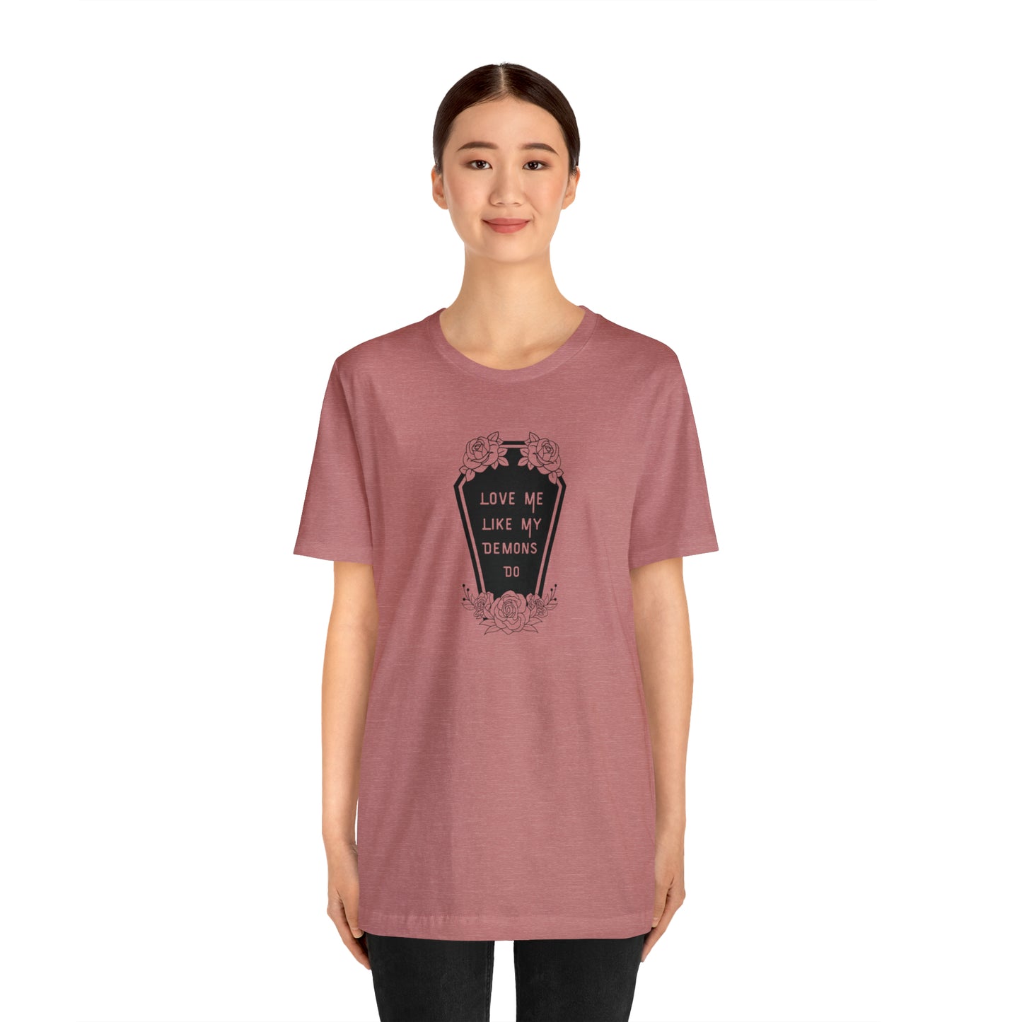 Love Me Like My Demons Do Print Jersey Short Sleeve Tee