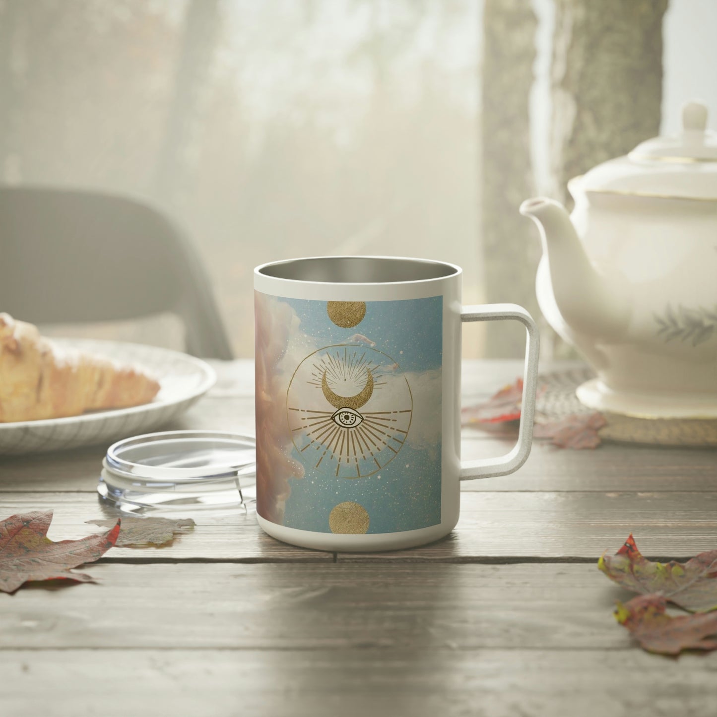 Evil Eye Smoke Print Insulated Coffee Mug, 10oz