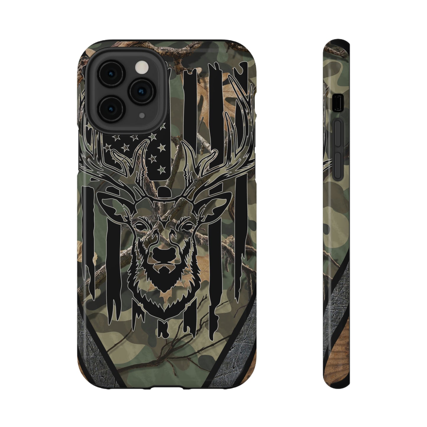 American Flag Deer Print Impact-Resistant Cases