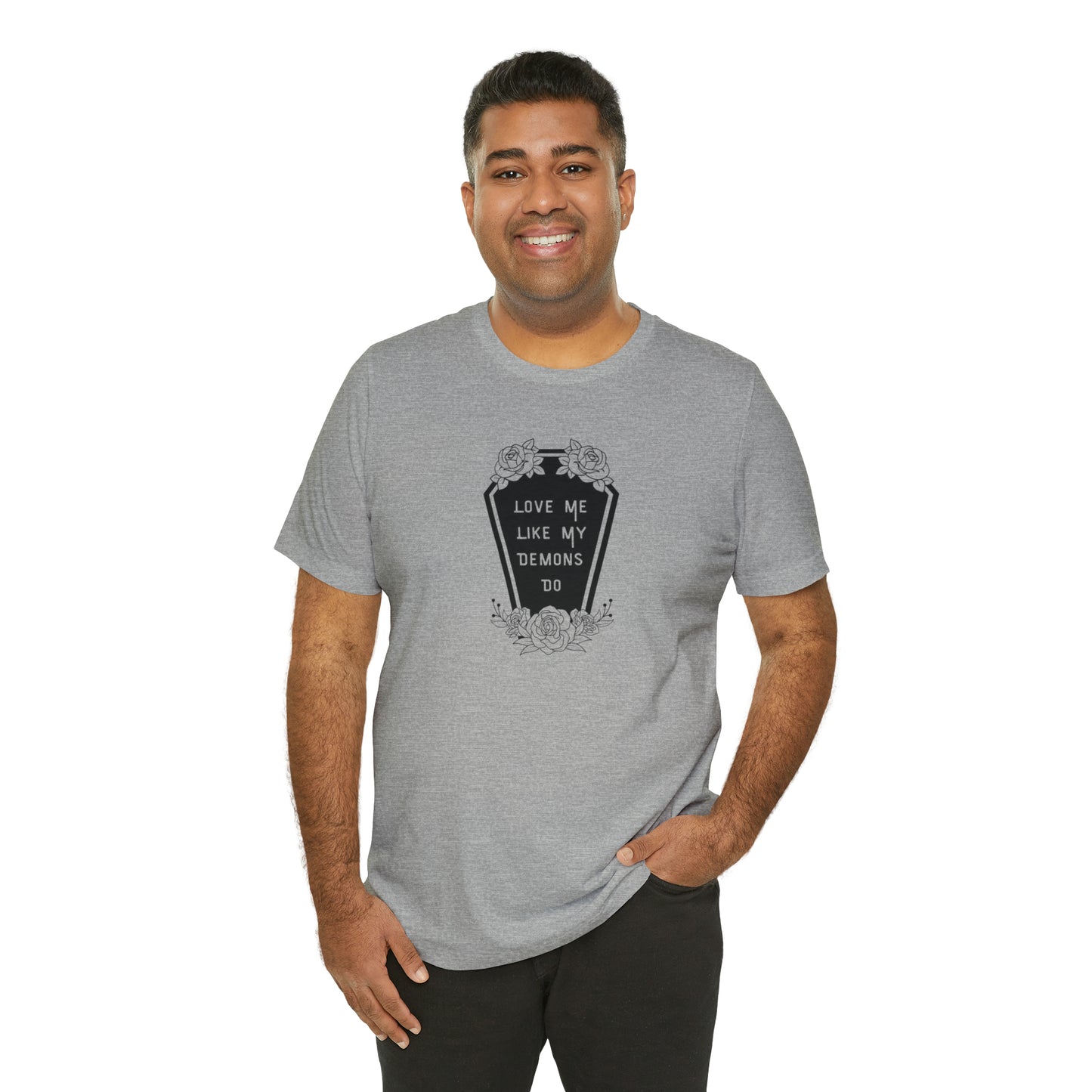 Love Me Like My Demons Do Print Jersey Short Sleeve Tee