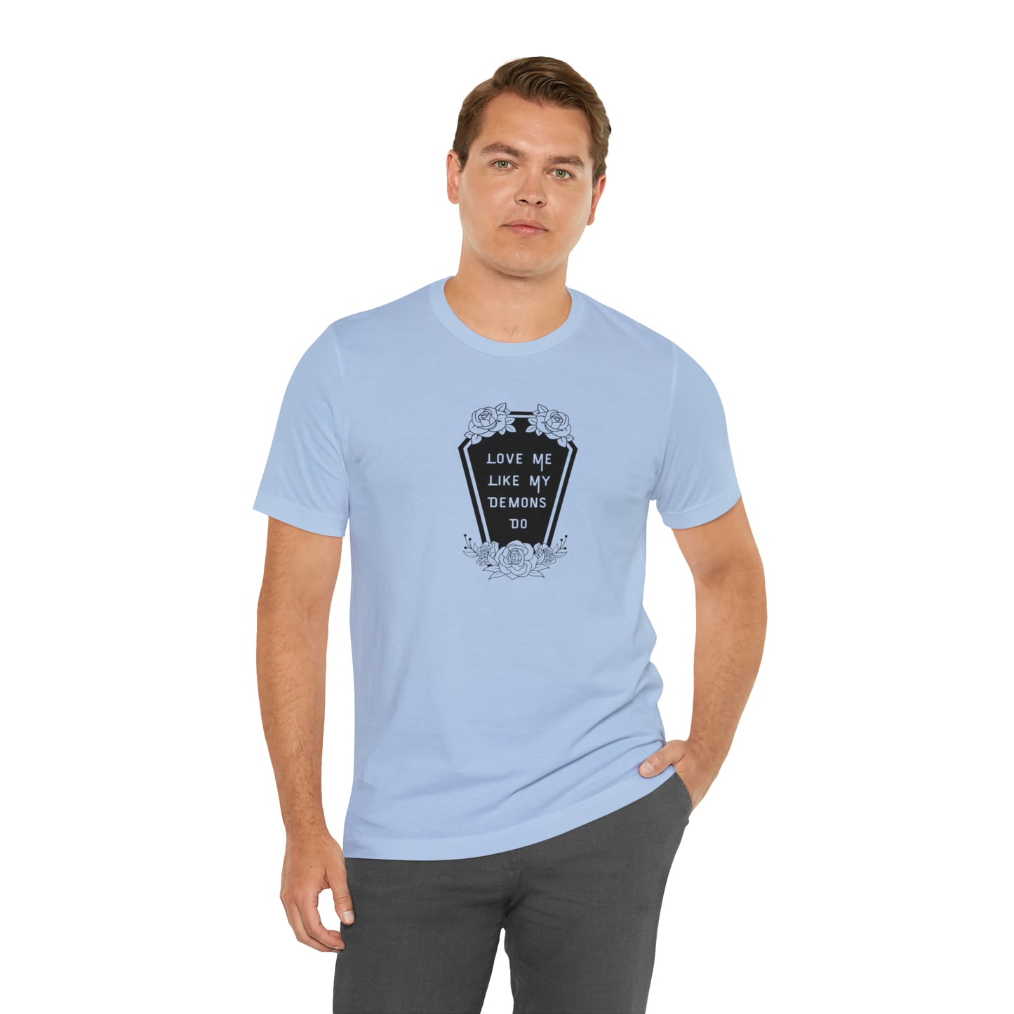 Love Me Like My Demons Do Print Jersey Short Sleeve Tee