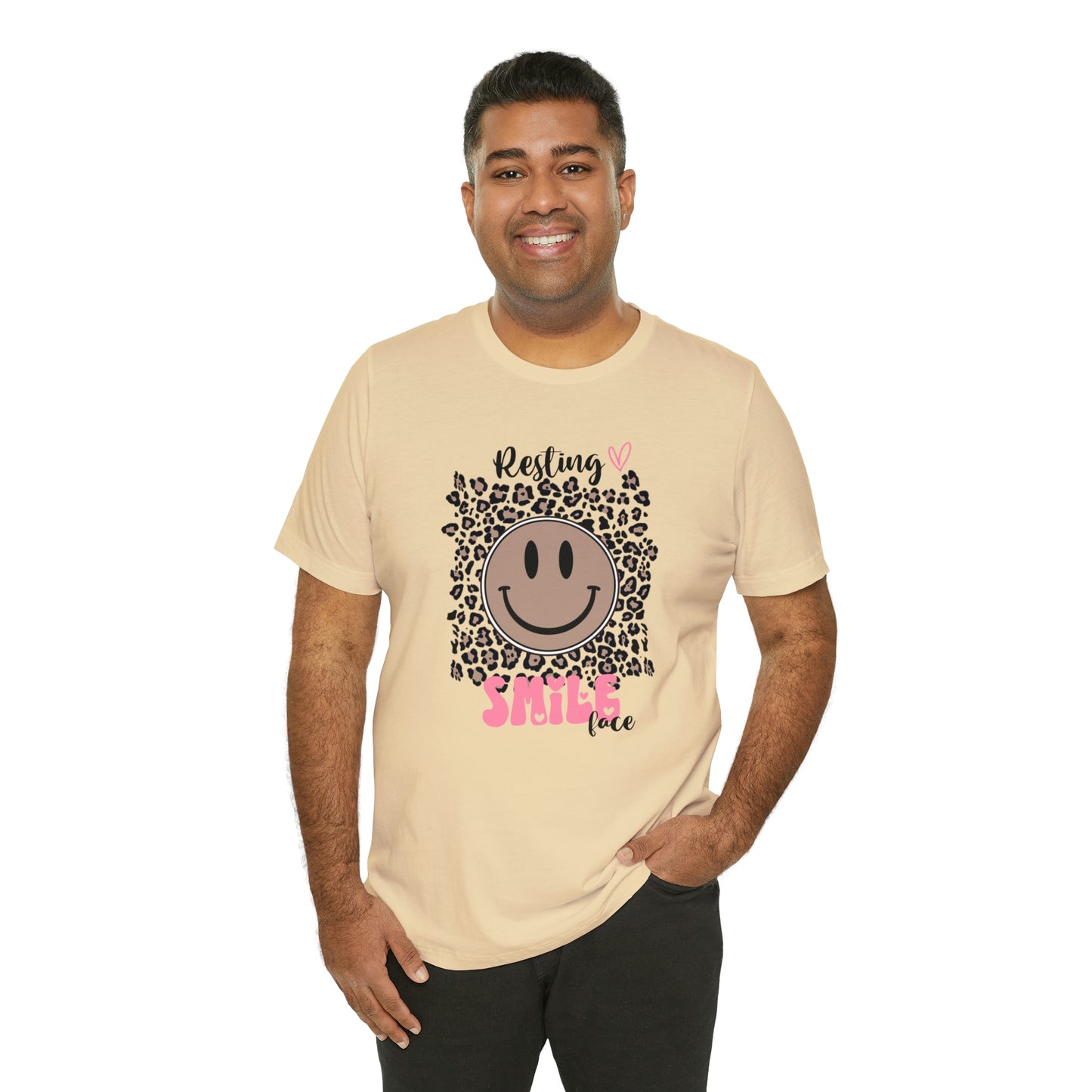 Resting Smile Face Print Jersey Short Sleeve Tee