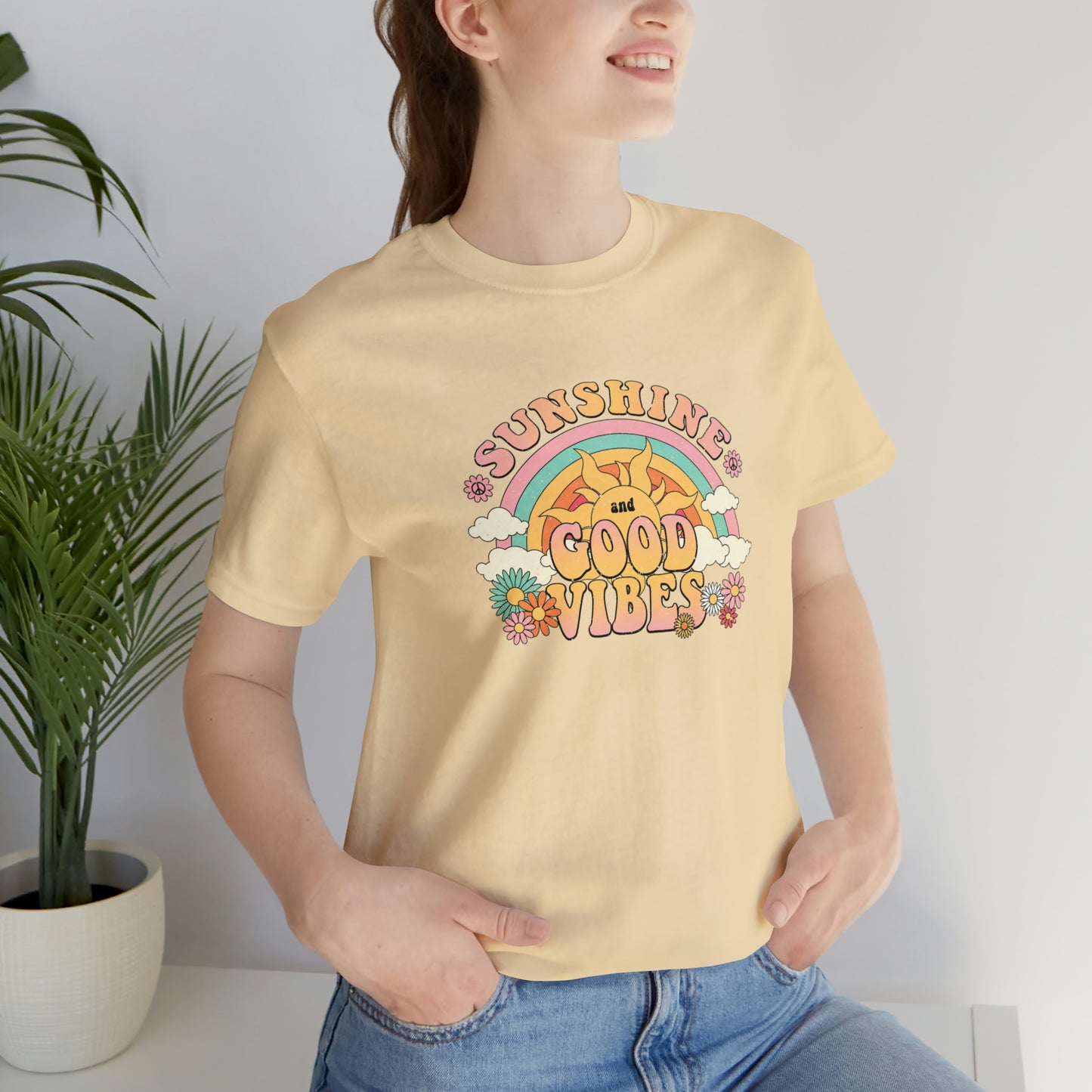 Sunshine and Good Vibe's Print, Jersey Short Sleeve Tee