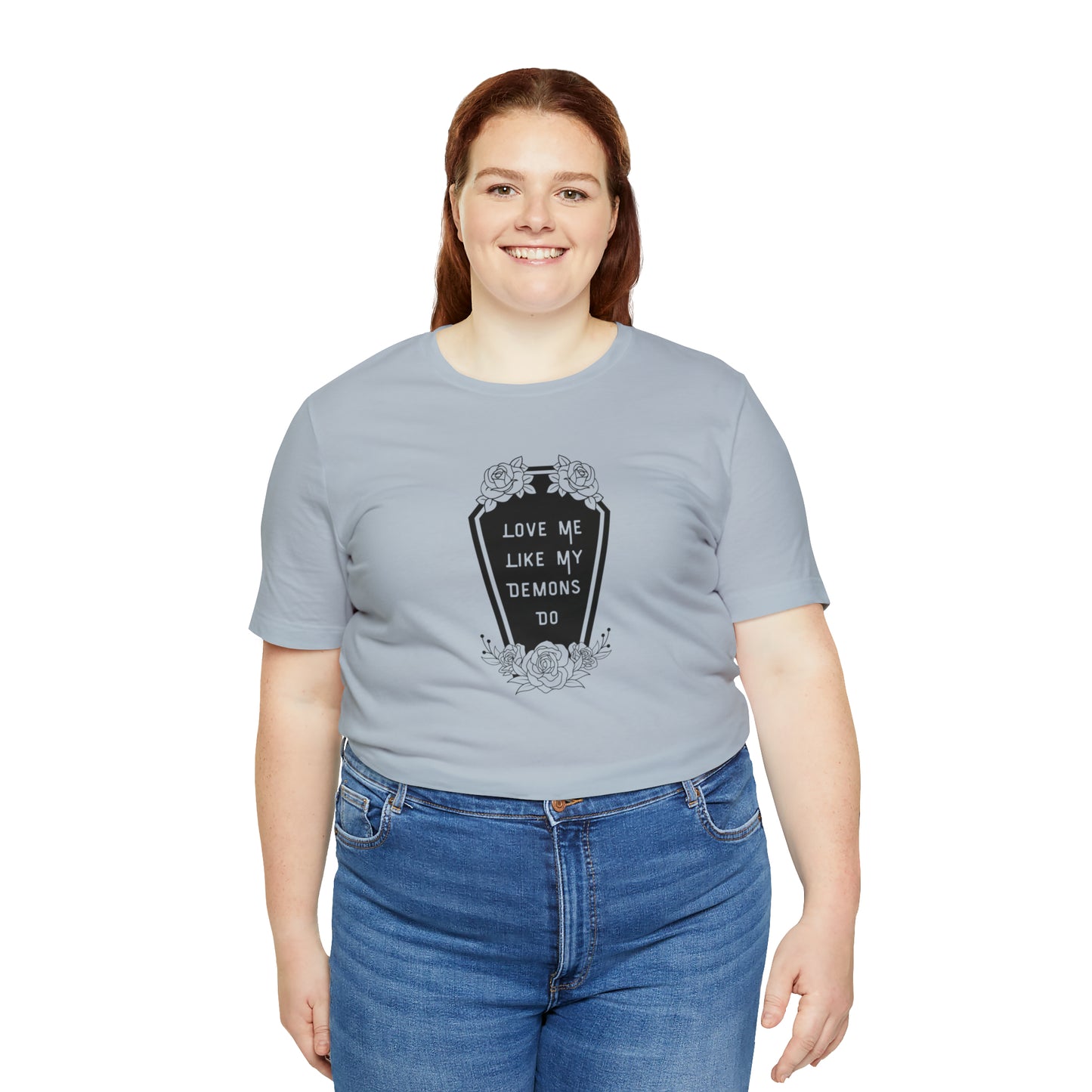 Love Me Like My Demons Do Print Jersey Short Sleeve Tee