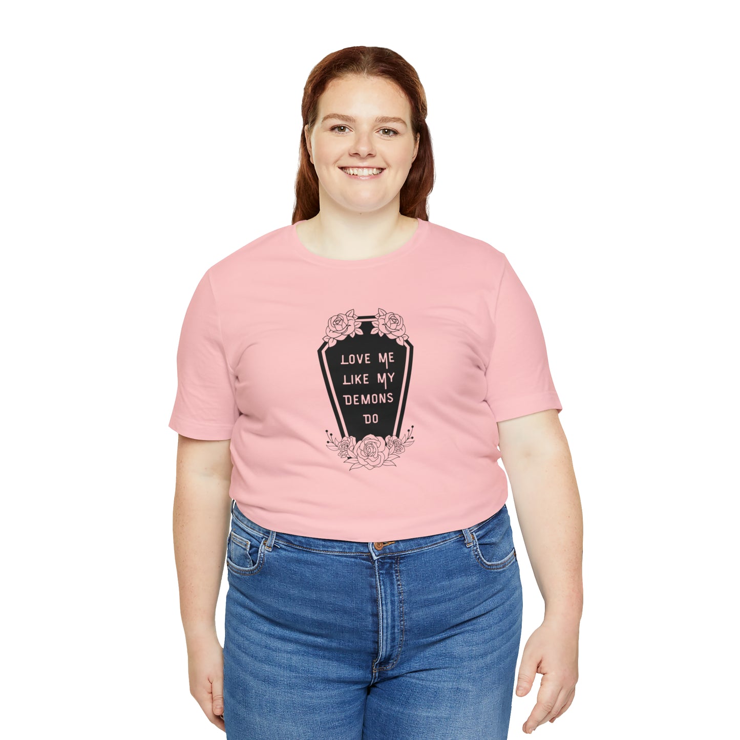 Love Me Like My Demons Do Print Jersey Short Sleeve Tee
