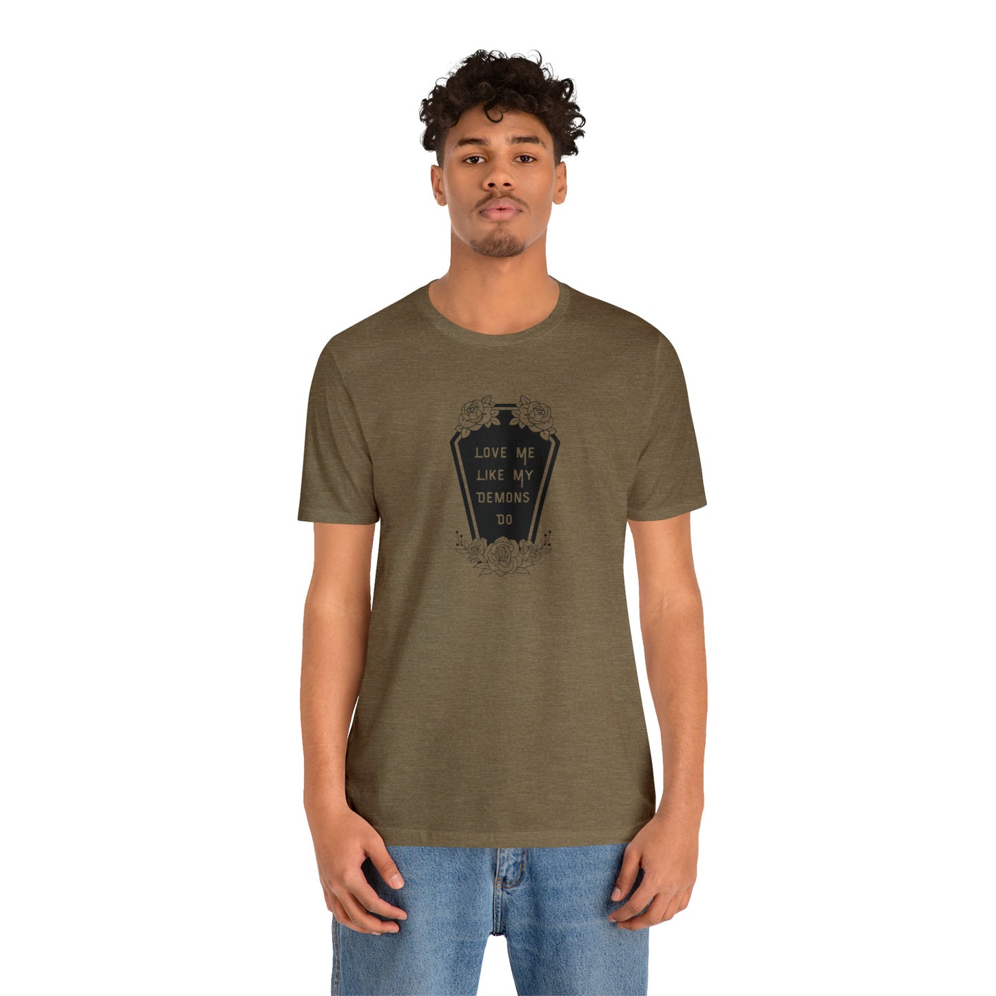Love Me Like My Demons Do Print Jersey Short Sleeve Tee