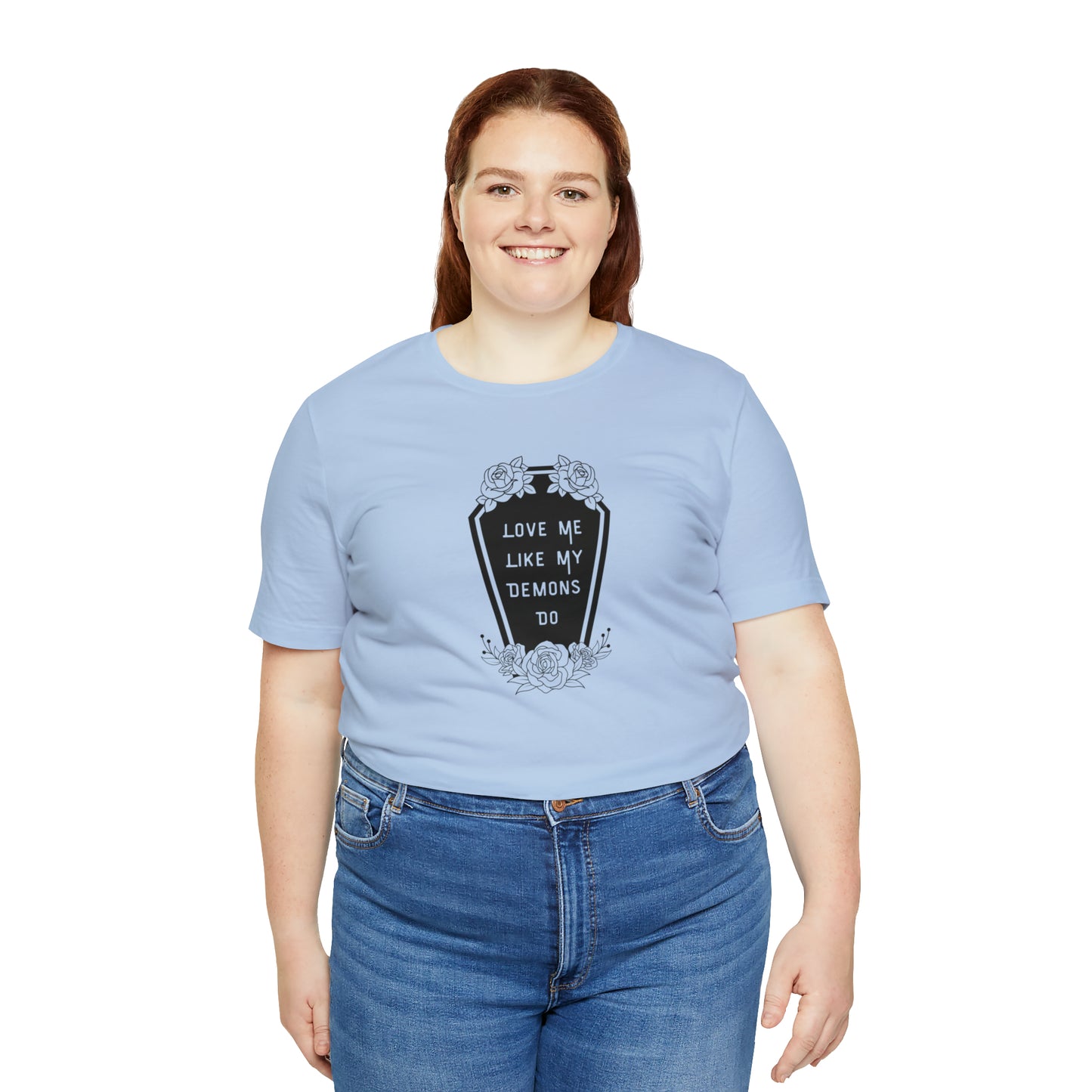 Love Me Like My Demons Do Print Jersey Short Sleeve Tee