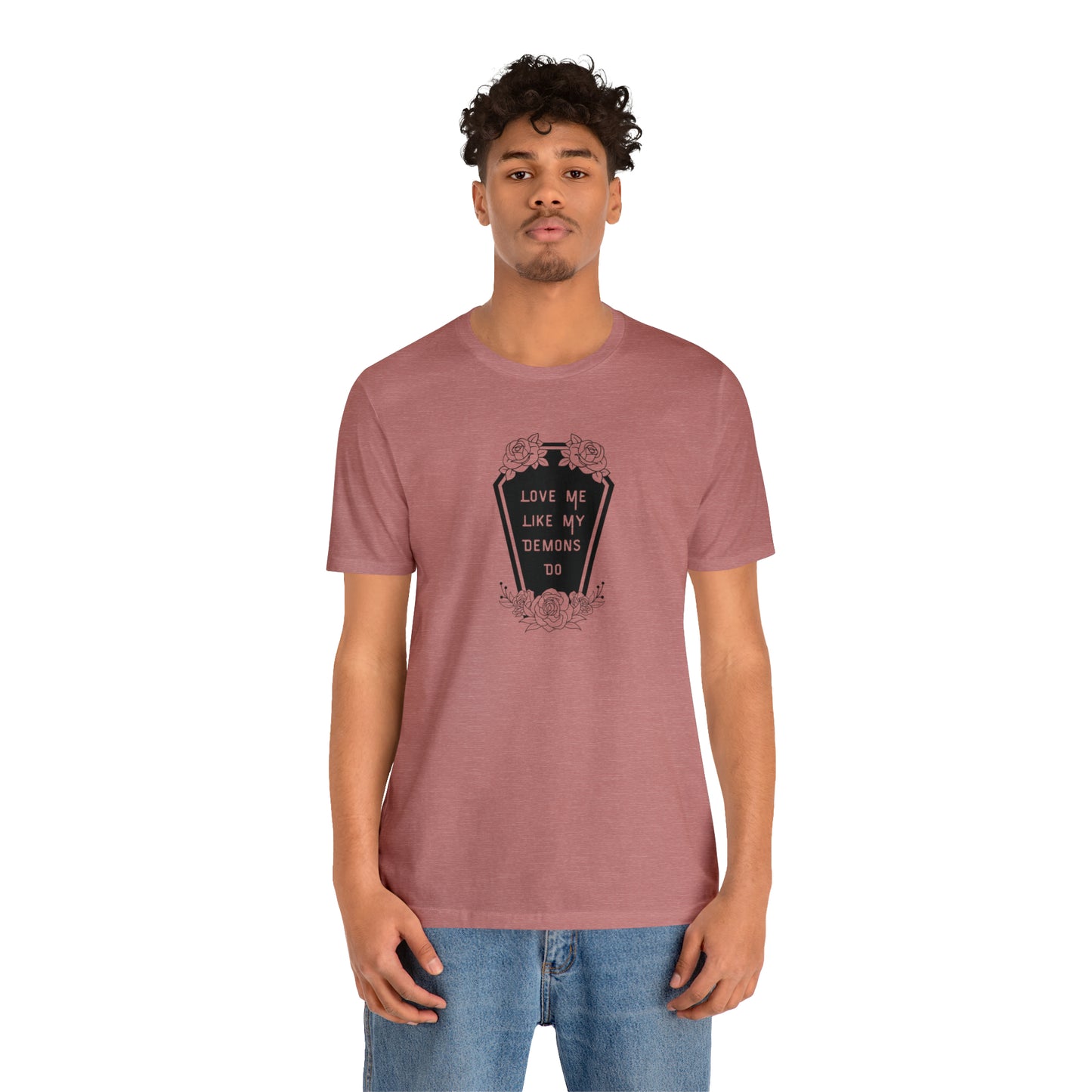 Love Me Like My Demons Do Print Jersey Short Sleeve Tee