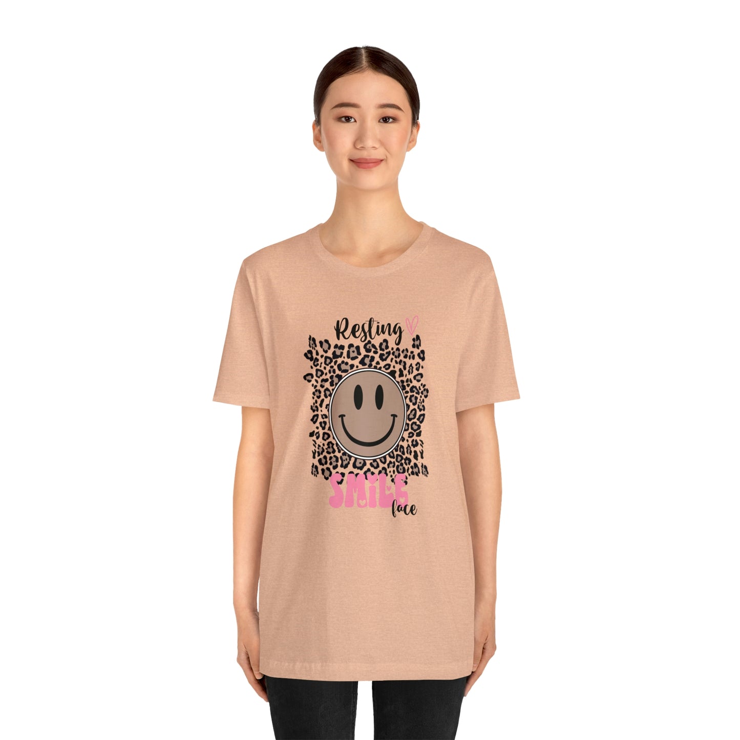 Resting Smile Face Print Jersey Short Sleeve Tee