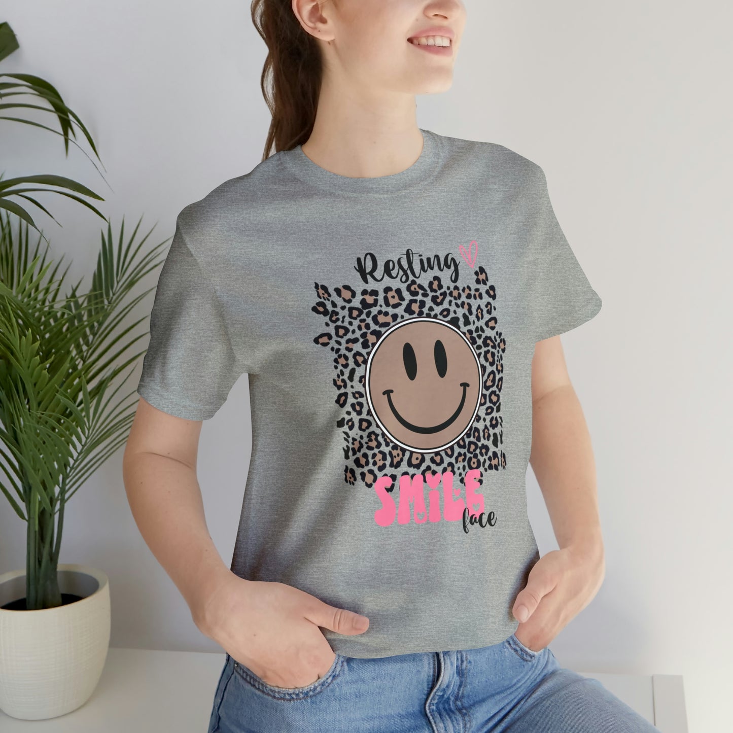Resting Smile Face Print Jersey Short Sleeve Tee