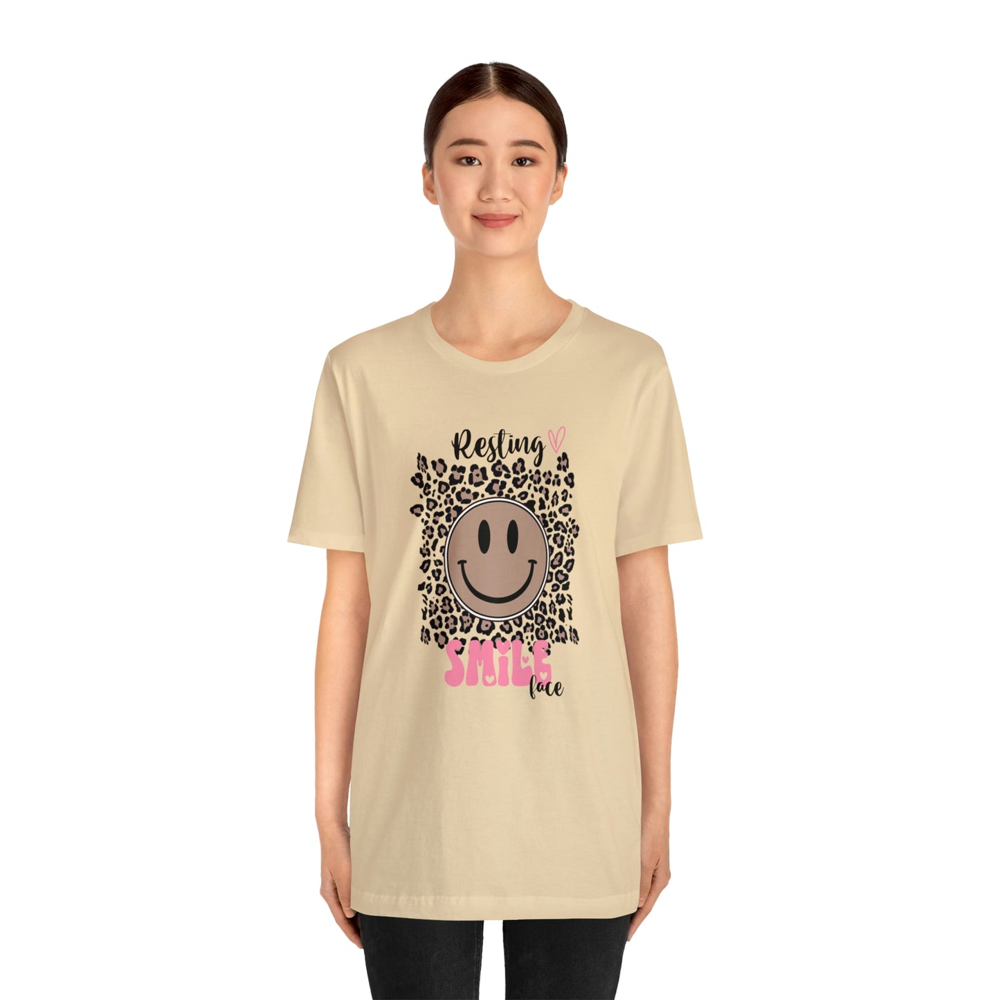 Resting Smile Face Print Jersey Short Sleeve Tee