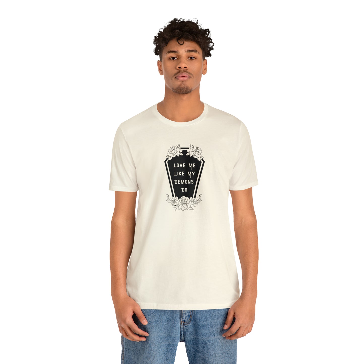 Love Me Like My Demons Do Print Jersey Short Sleeve Tee