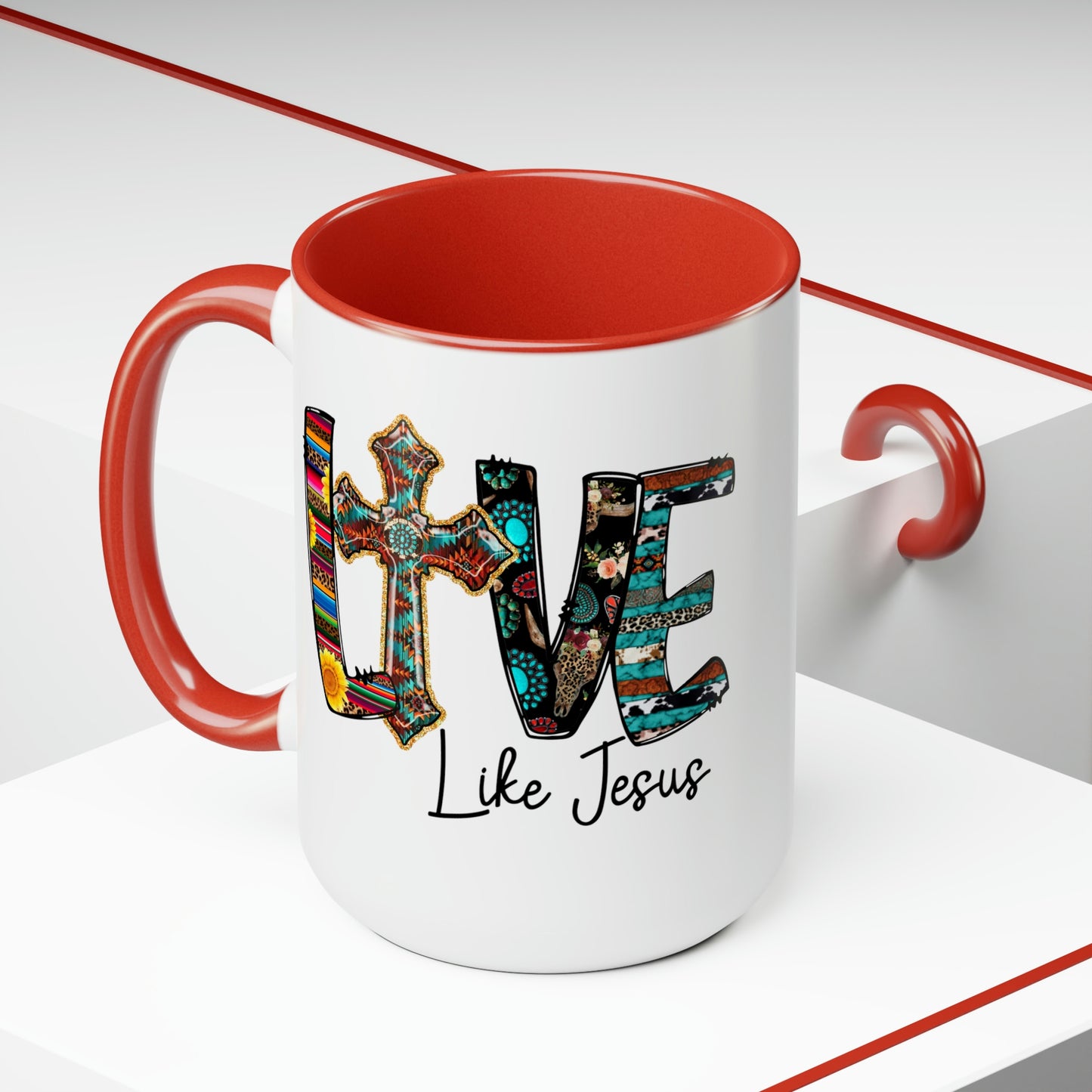 Live Like Jesus Two-Tone Coffee Mugs, 15oz