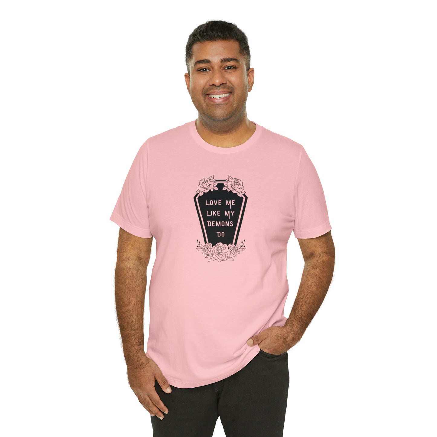Love Me Like My Demons Do Print Jersey Short Sleeve Tee