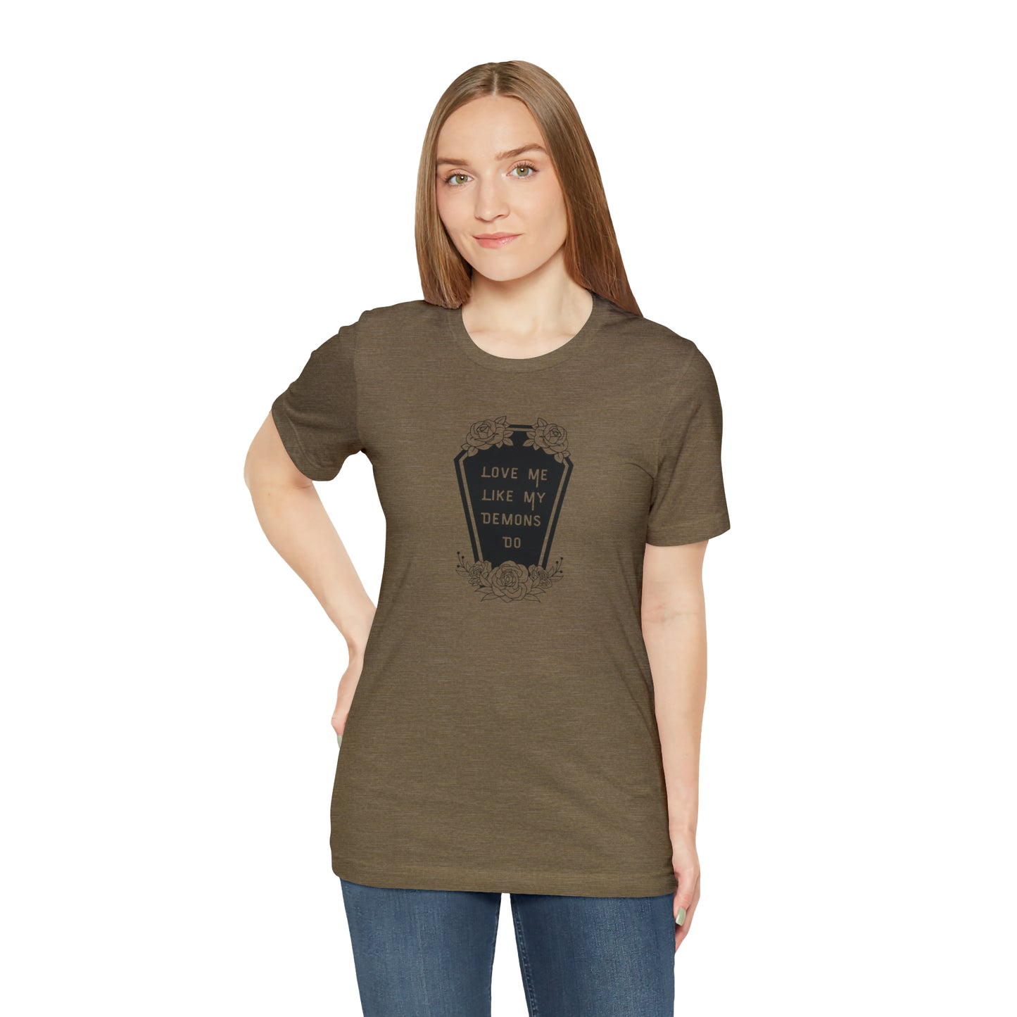 Love Me Like My Demons Do Print Jersey Short Sleeve Tee