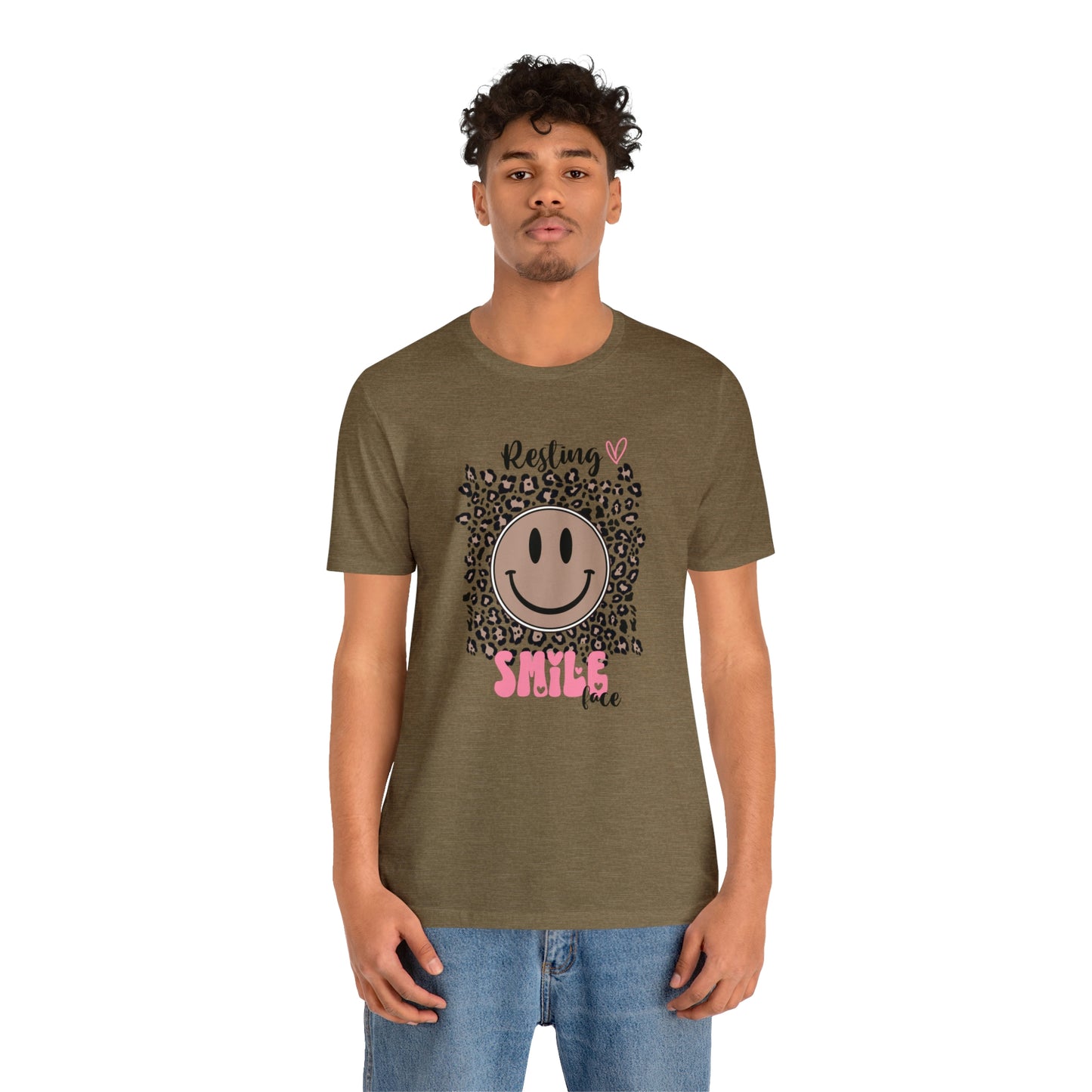 Resting Smile Face Print Jersey Short Sleeve Tee