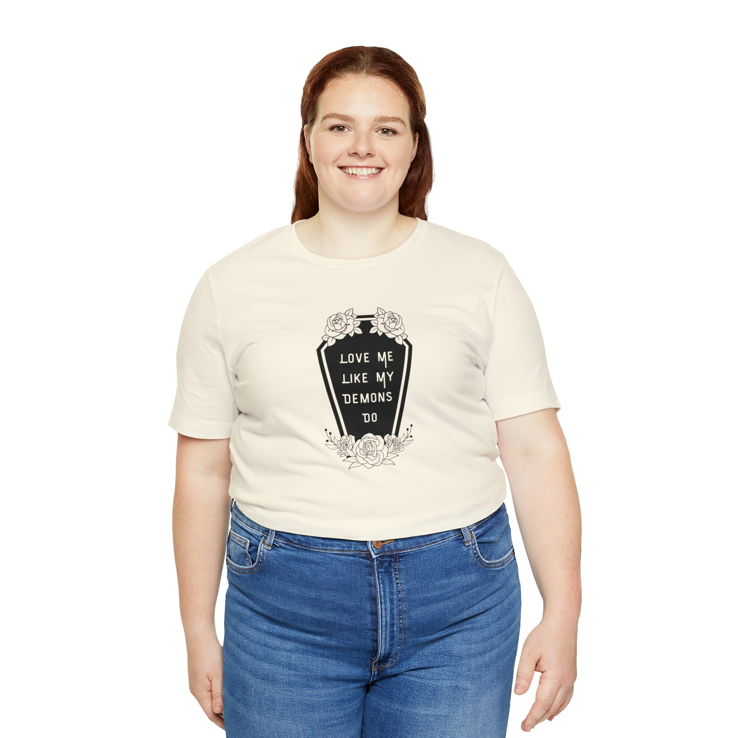 Love Me Like My Demons Do Print Jersey Short Sleeve Tee