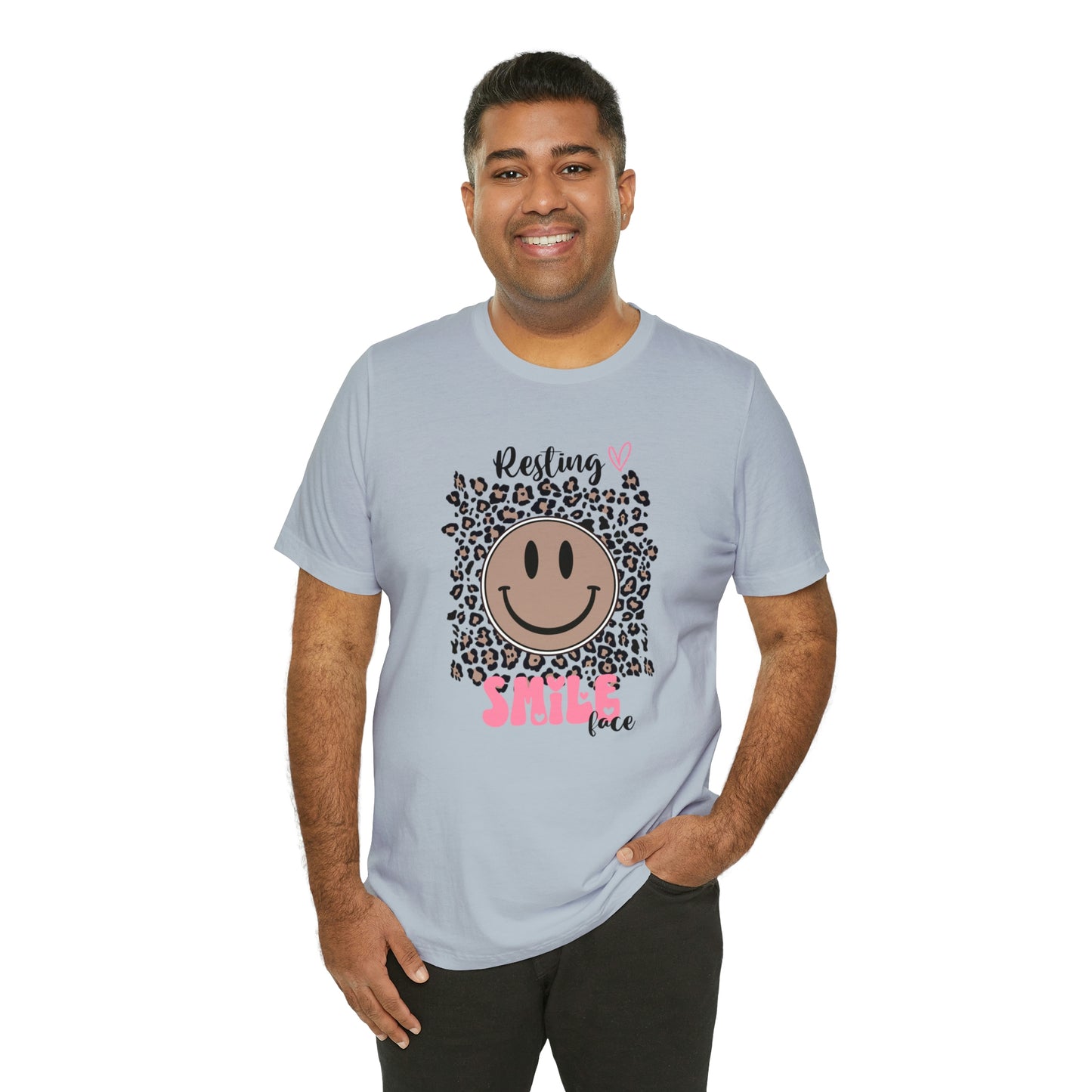 Resting Smile Face Print Jersey Short Sleeve Tee