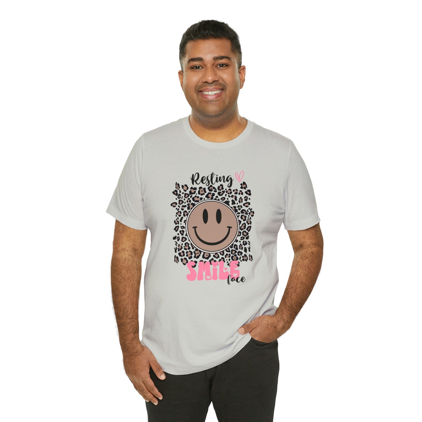 Resting Smile Face Print Jersey Short Sleeve Tee