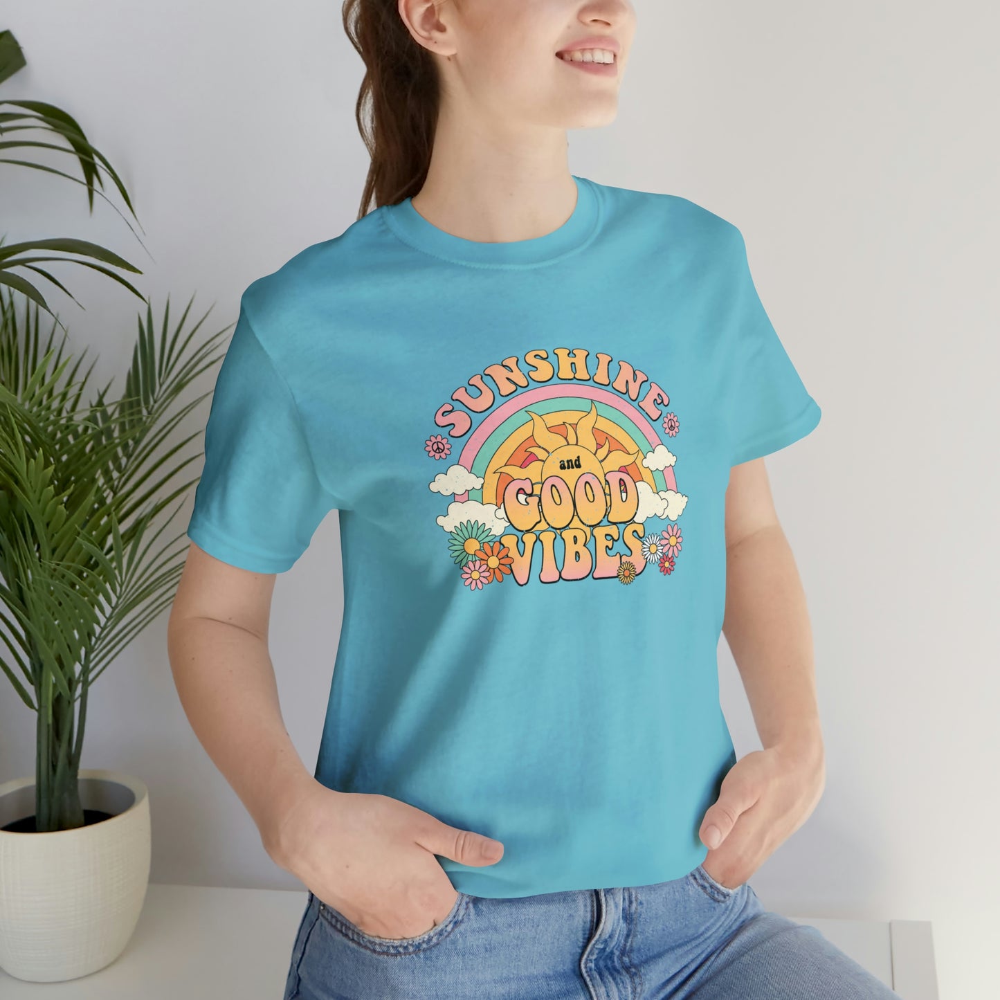Sunshine and Good Vibe's Print, Jersey Short Sleeve Tee