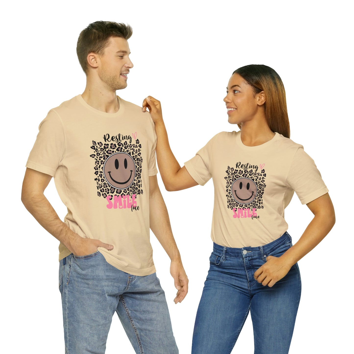Resting Smile Face Print Jersey Short Sleeve Tee