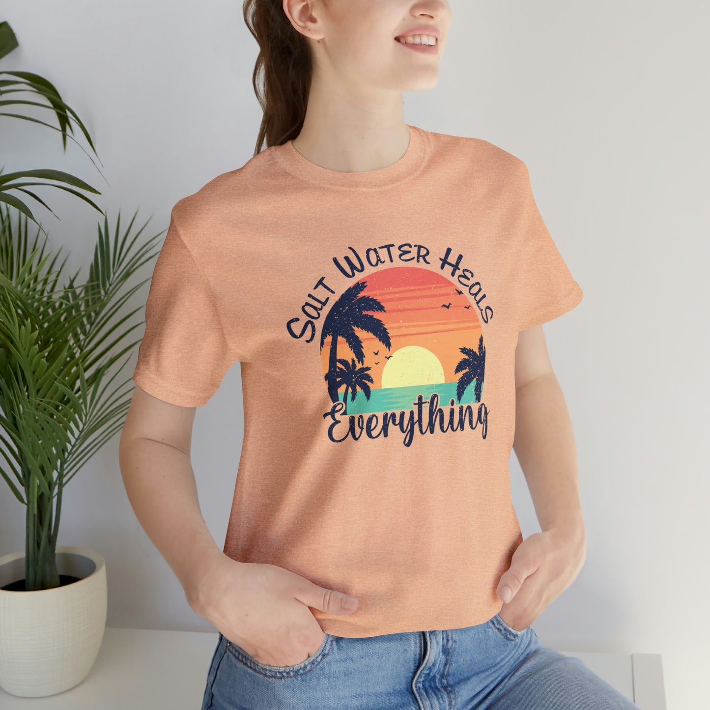 Saltwater Heals Everything Print Jersey Short Sleeve Tee