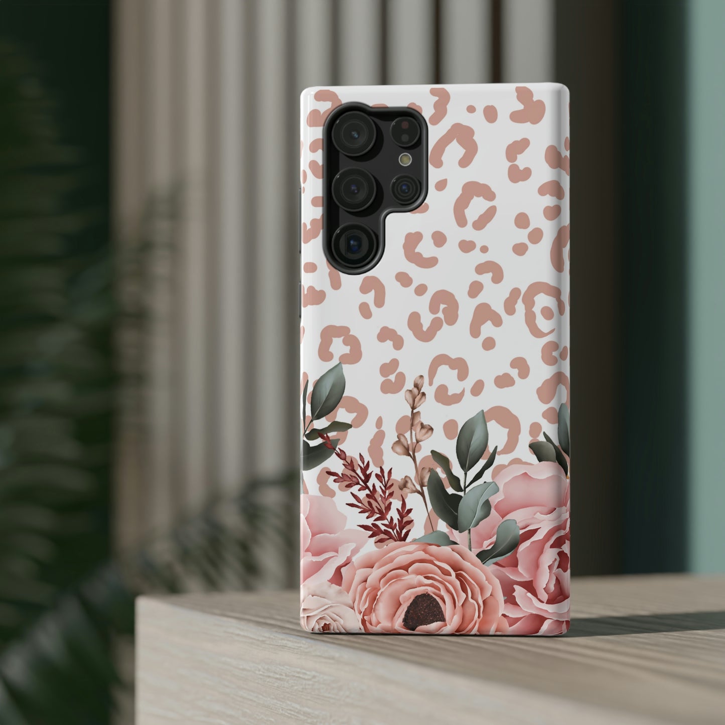 Rose Leopard Print Impact-Resistant Cases