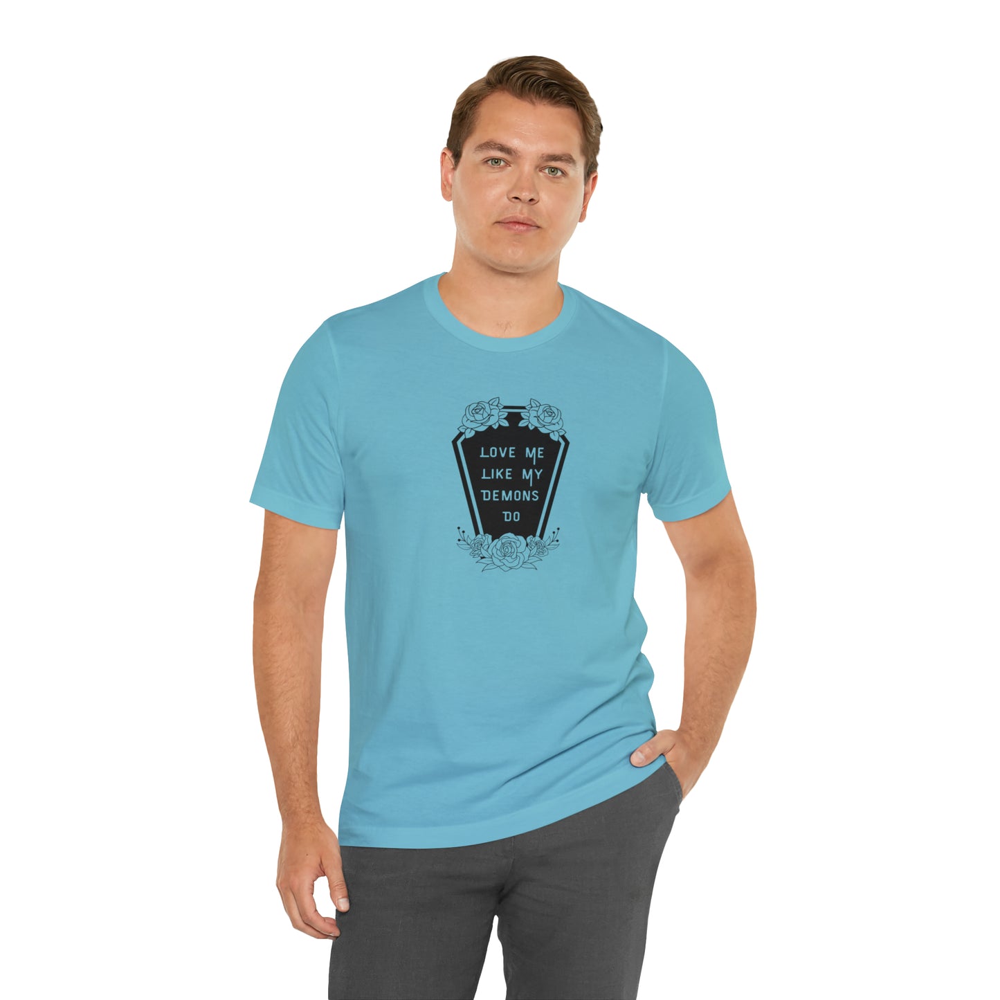 Love Me Like My Demons Do Print Jersey Short Sleeve Tee