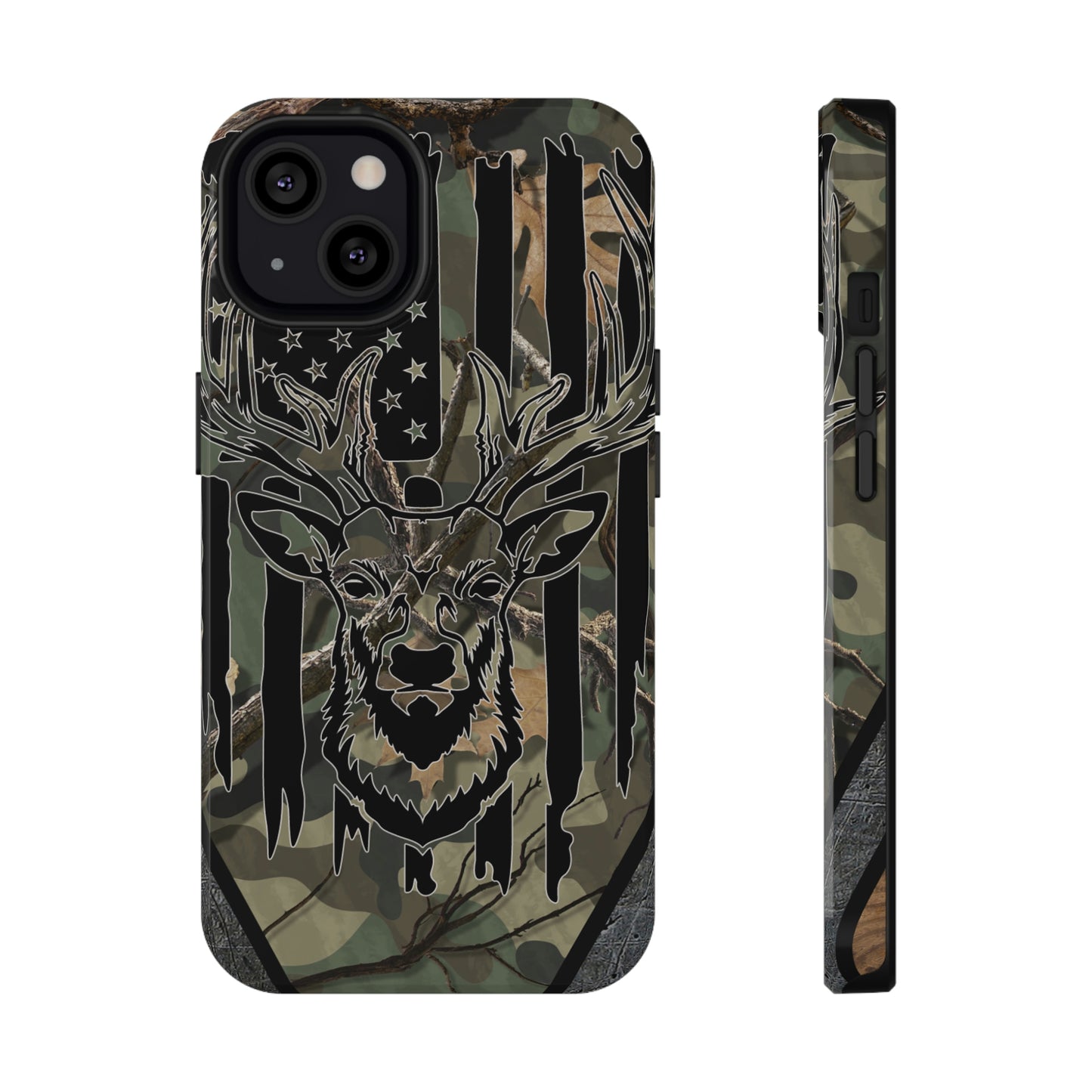 American Flag Deer Print Impact-Resistant Cases