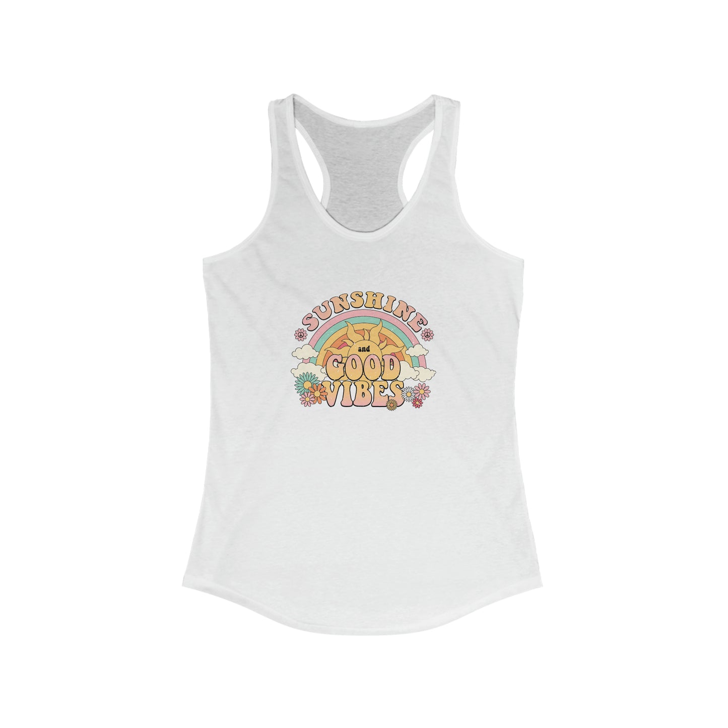 Sunshine and Good Vibes Print, Women's Ideal Racerback Tank
