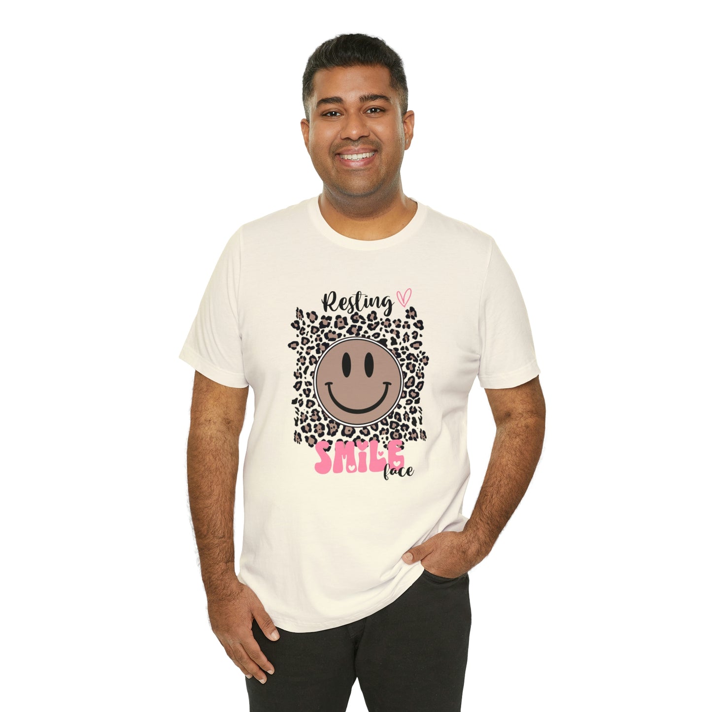 Resting Smile Face Print Jersey Short Sleeve Tee